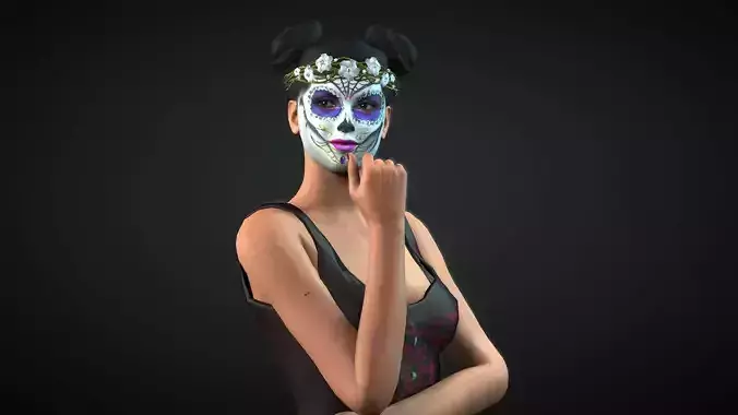 Catrina sims day of dead woman Low-poly 3D model