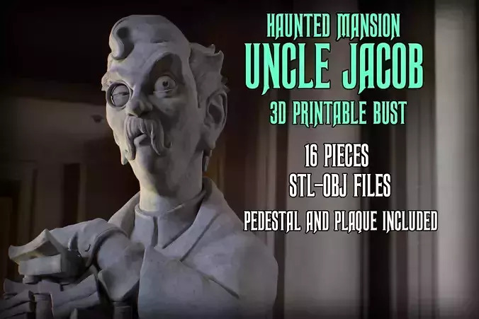 Haunted Mansion Uncle Jacob 3D Printable Bust DELUXE VERSION 3D print model