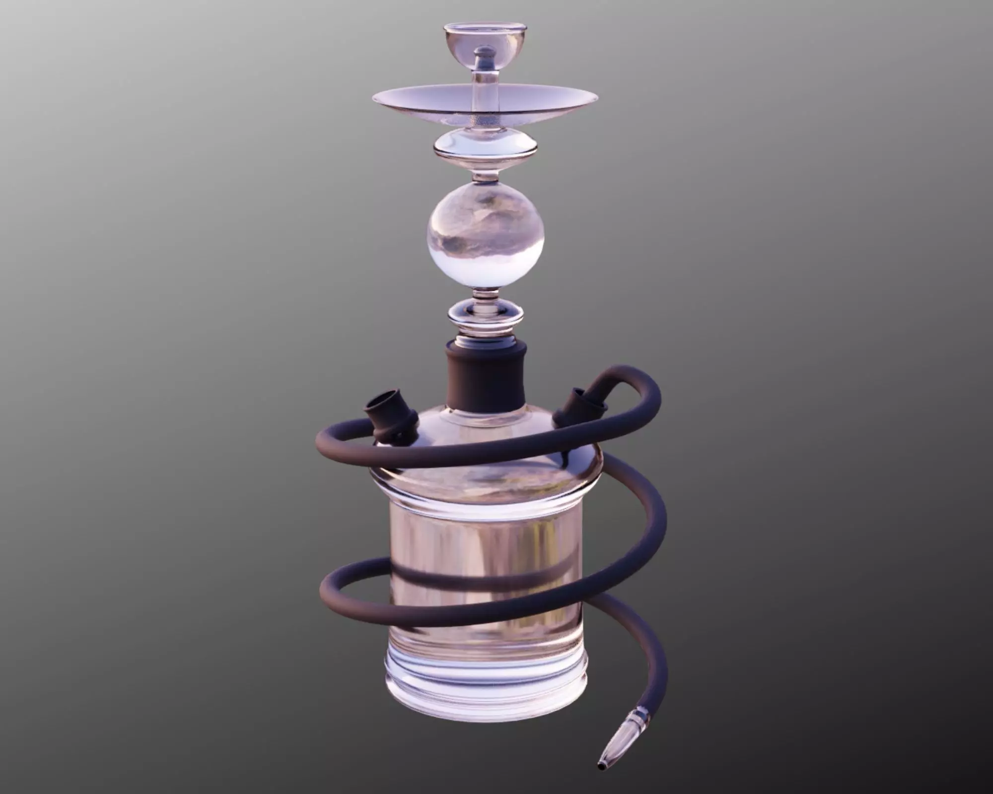 Generic Glass Hookah Low-poly 3D model_0