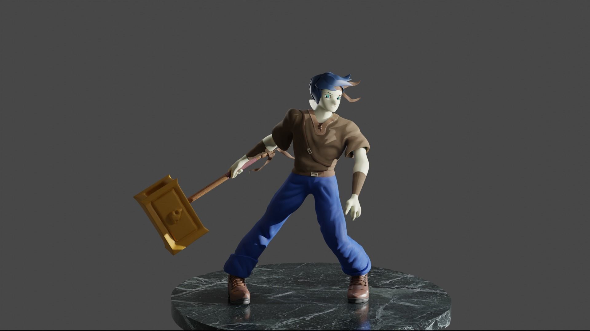 Stylized Character Dolphin Warrior  Low-poly 3D model_1