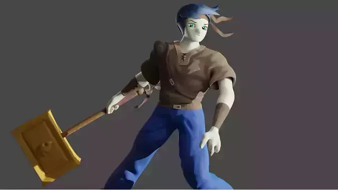 Stylized Character Dolphin Warrior 