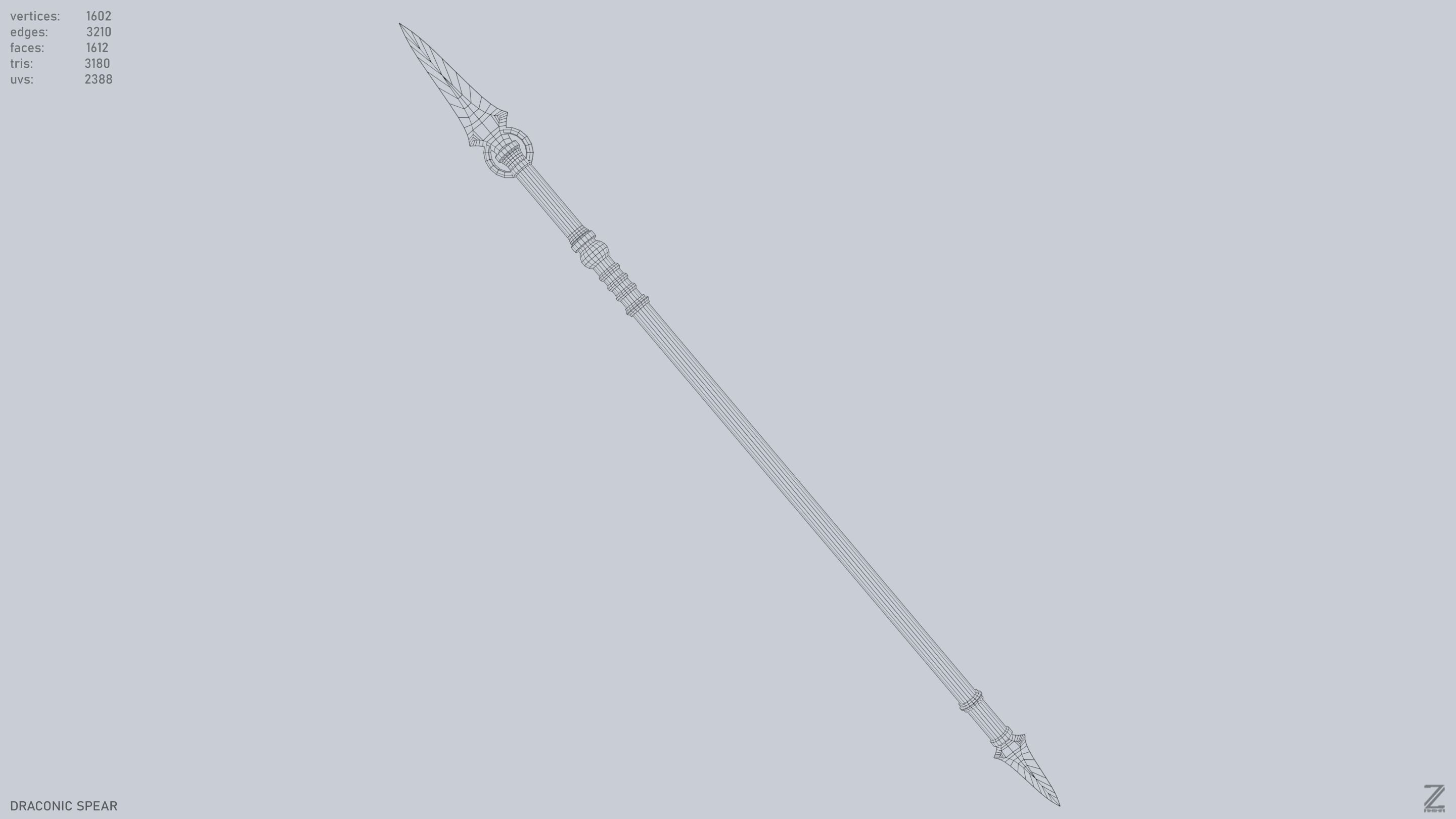 Draconic spear Low-poly 3D model_12