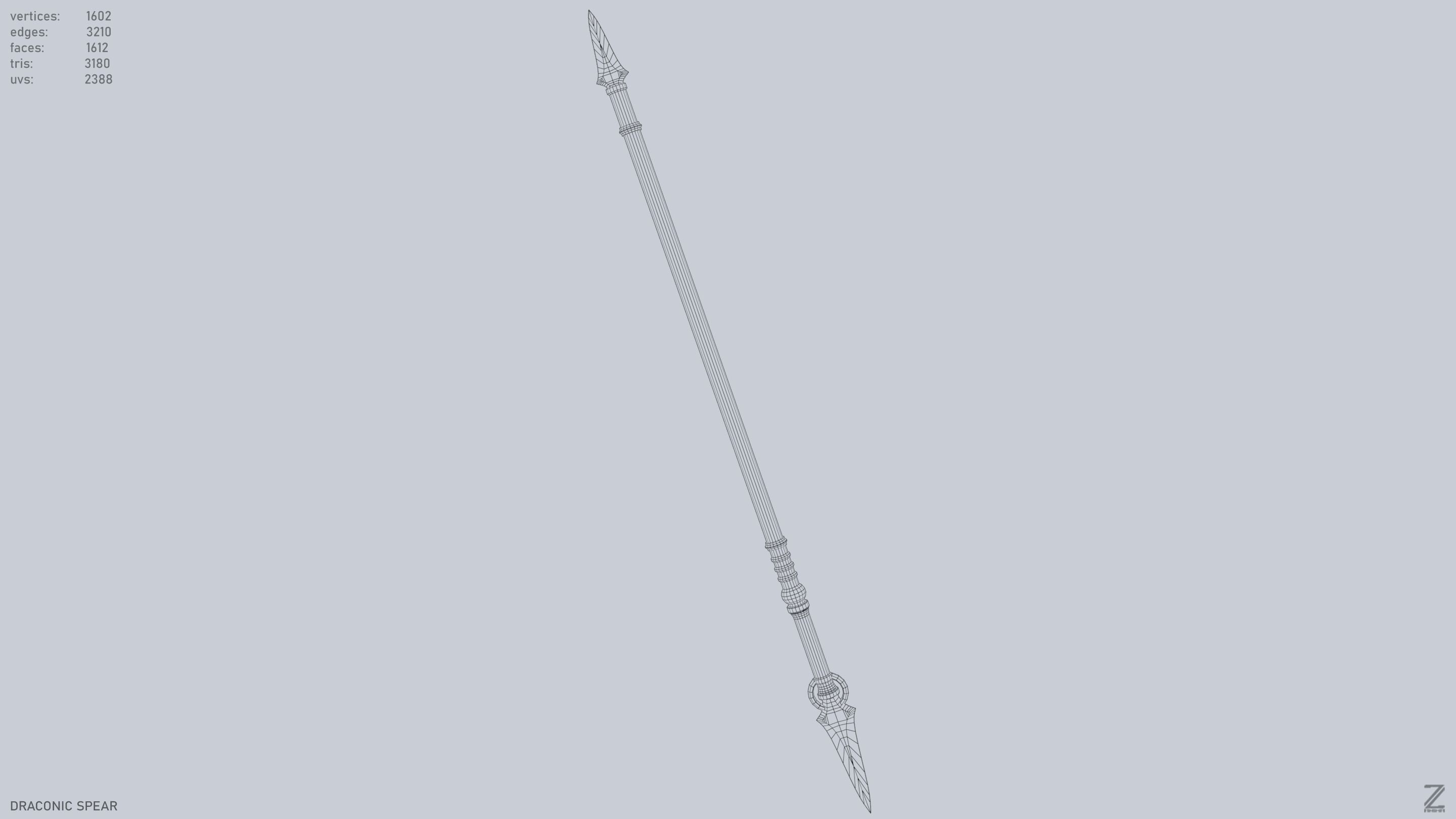 Draconic spear Low-poly 3D model_14