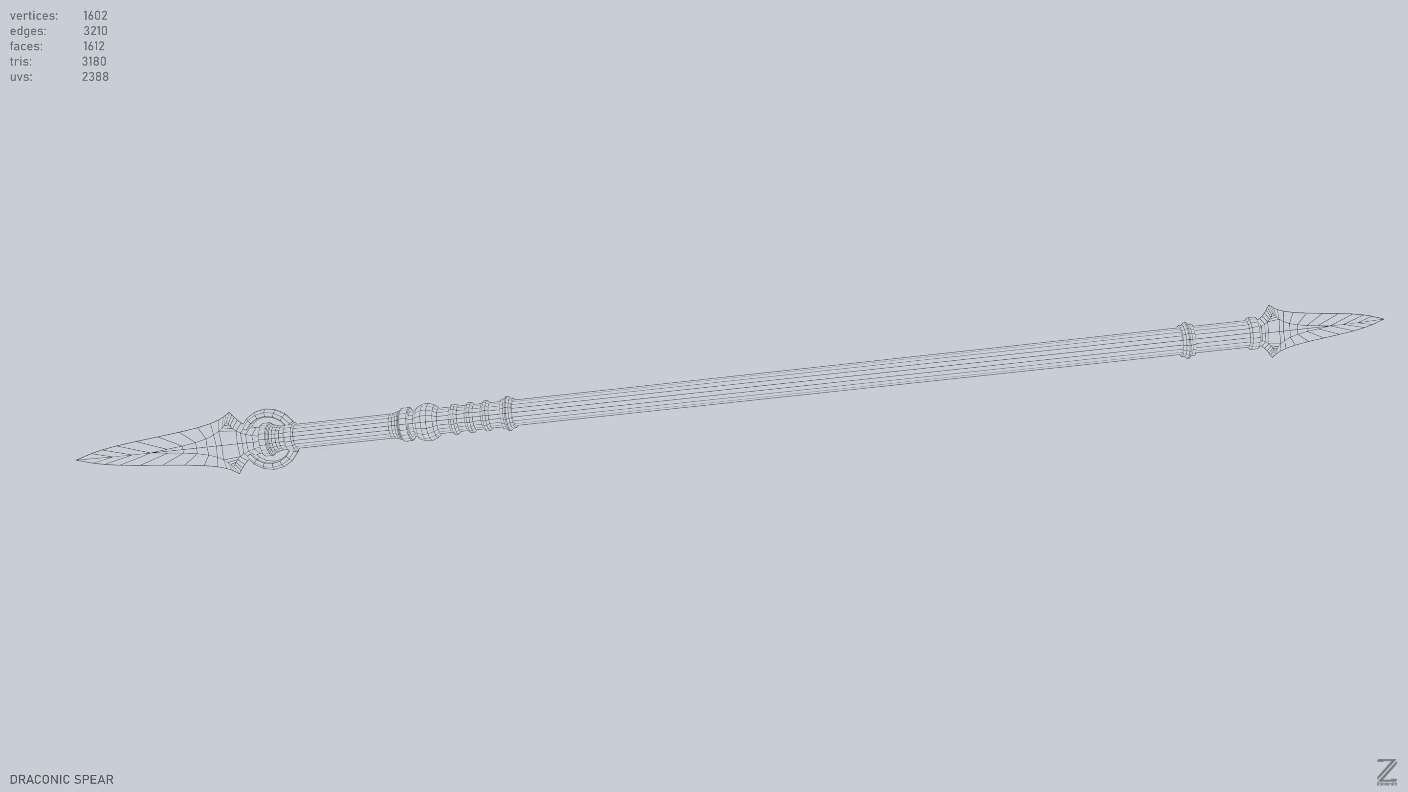 Draconic spear Low-poly 3D model_4