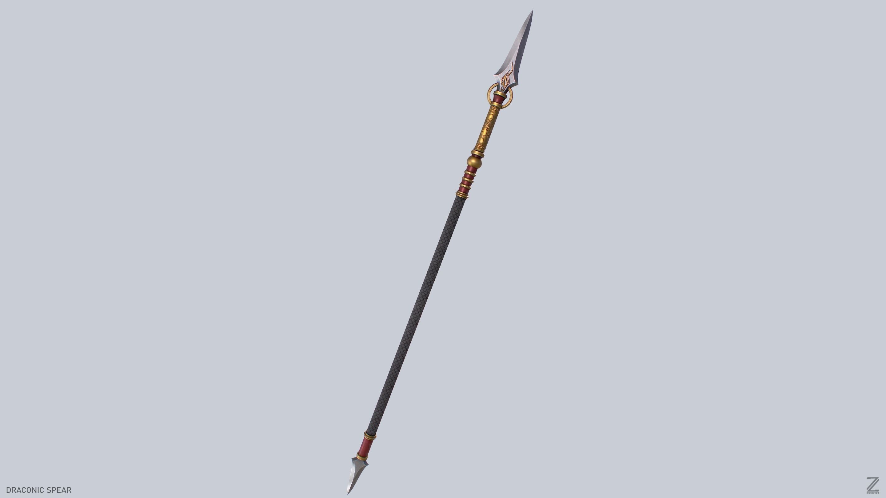 Draconic spear Low-poly 3D model_8