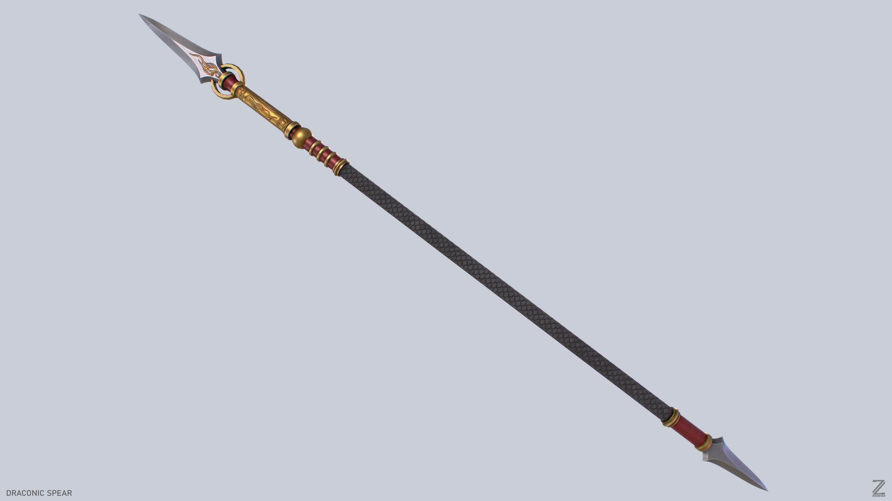 Draconic spear Low-poly 3D model_5