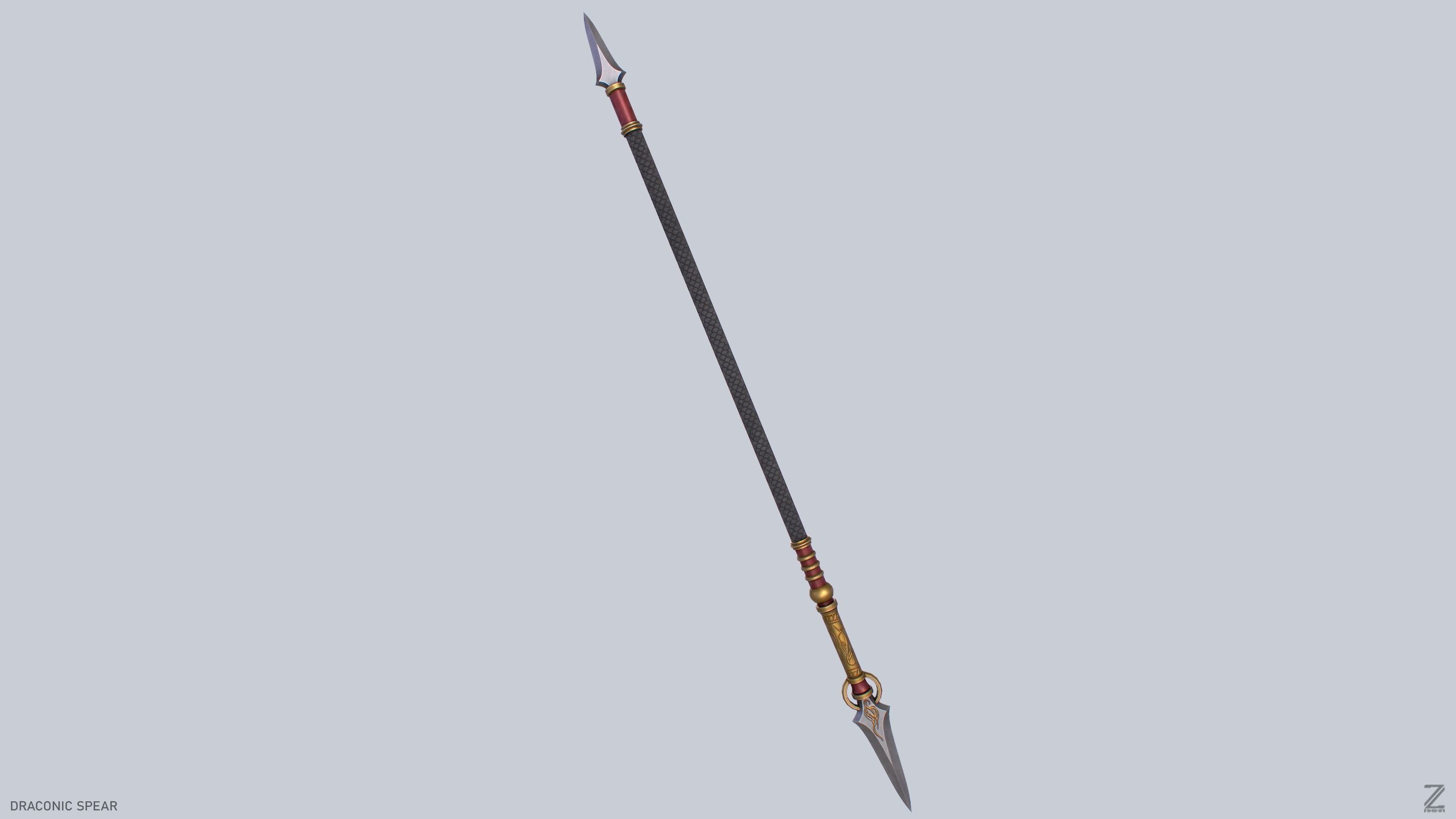 Draconic spear Low-poly 3D model_9