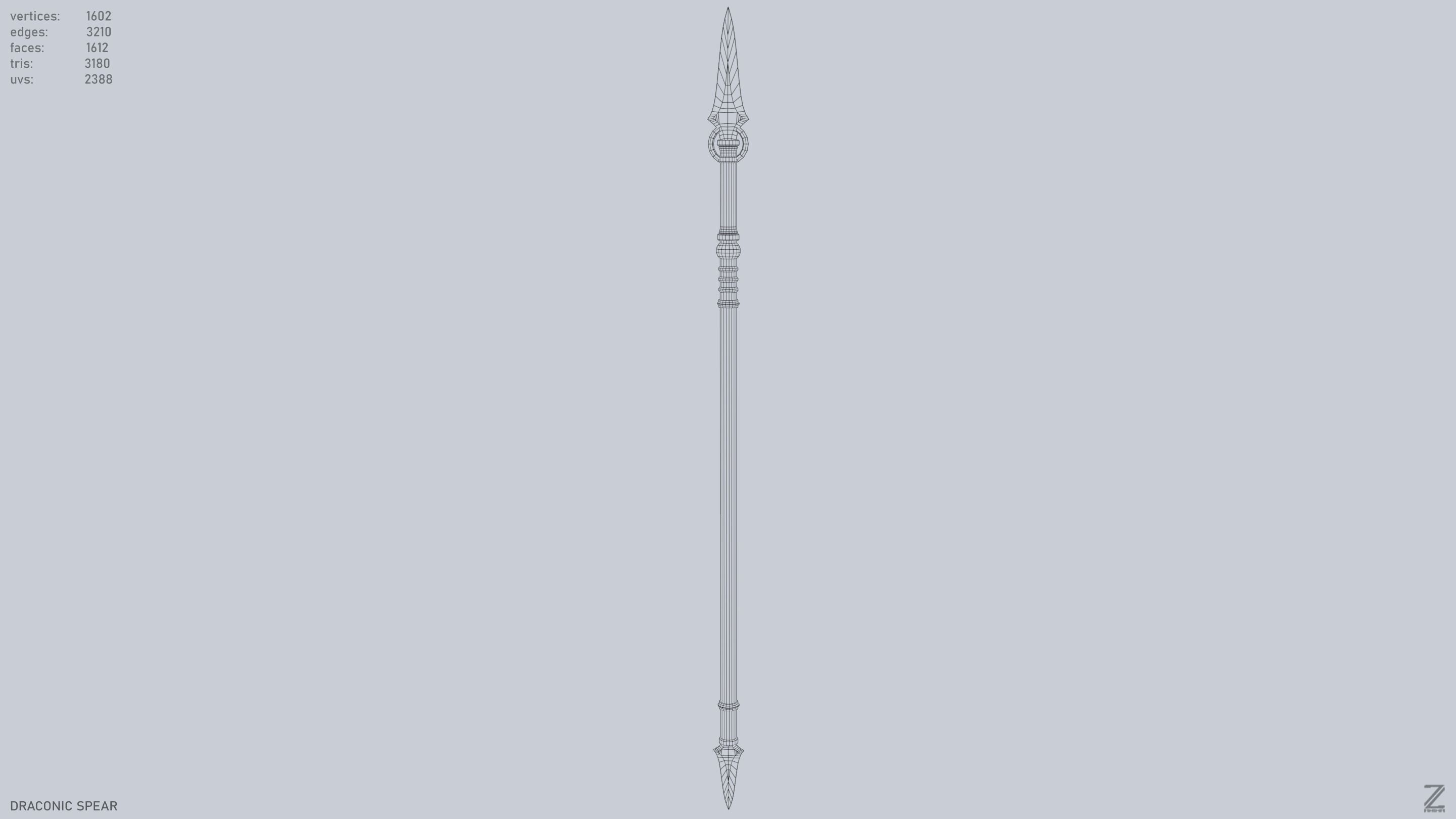 Draconic spear Low-poly 3D model_11