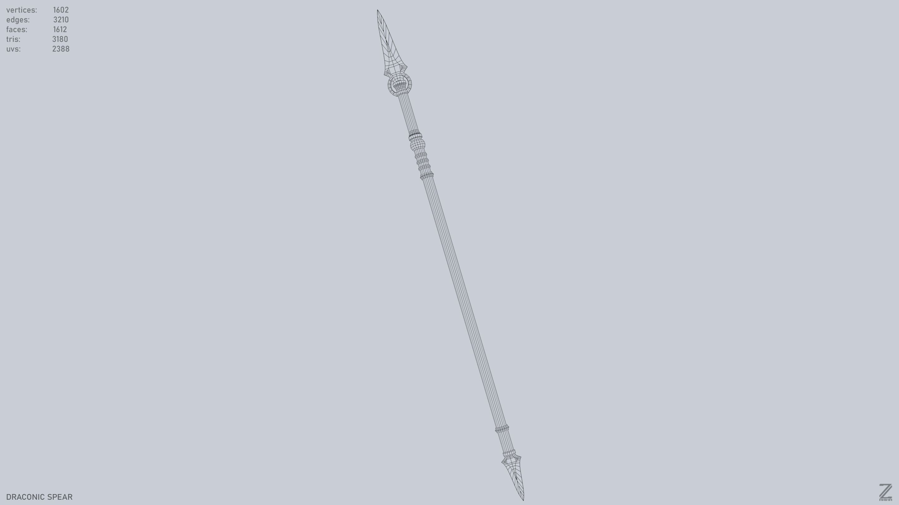 Draconic spear Low-poly 3D model_15