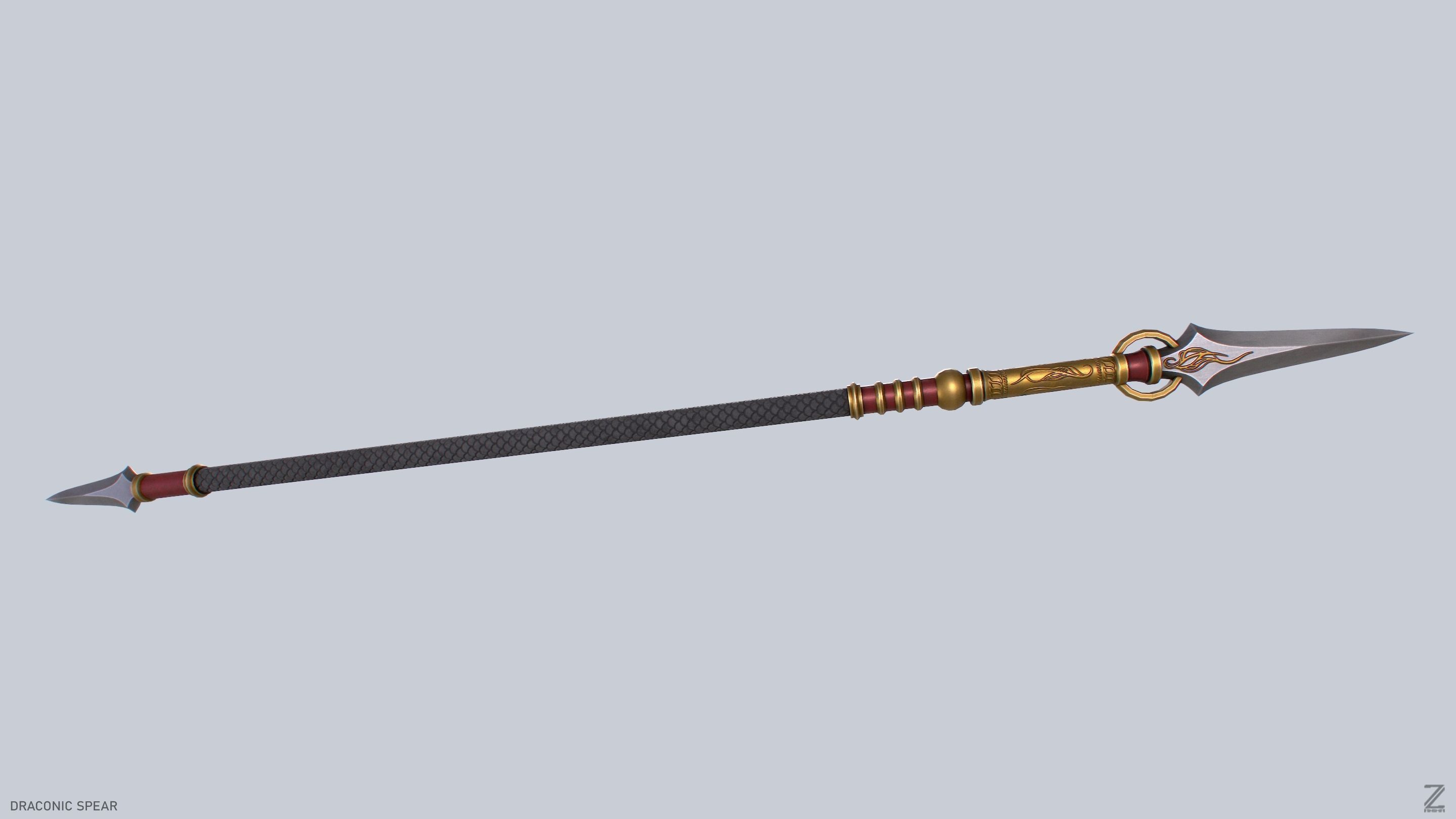 Draconic spear Low-poly 3D model_2