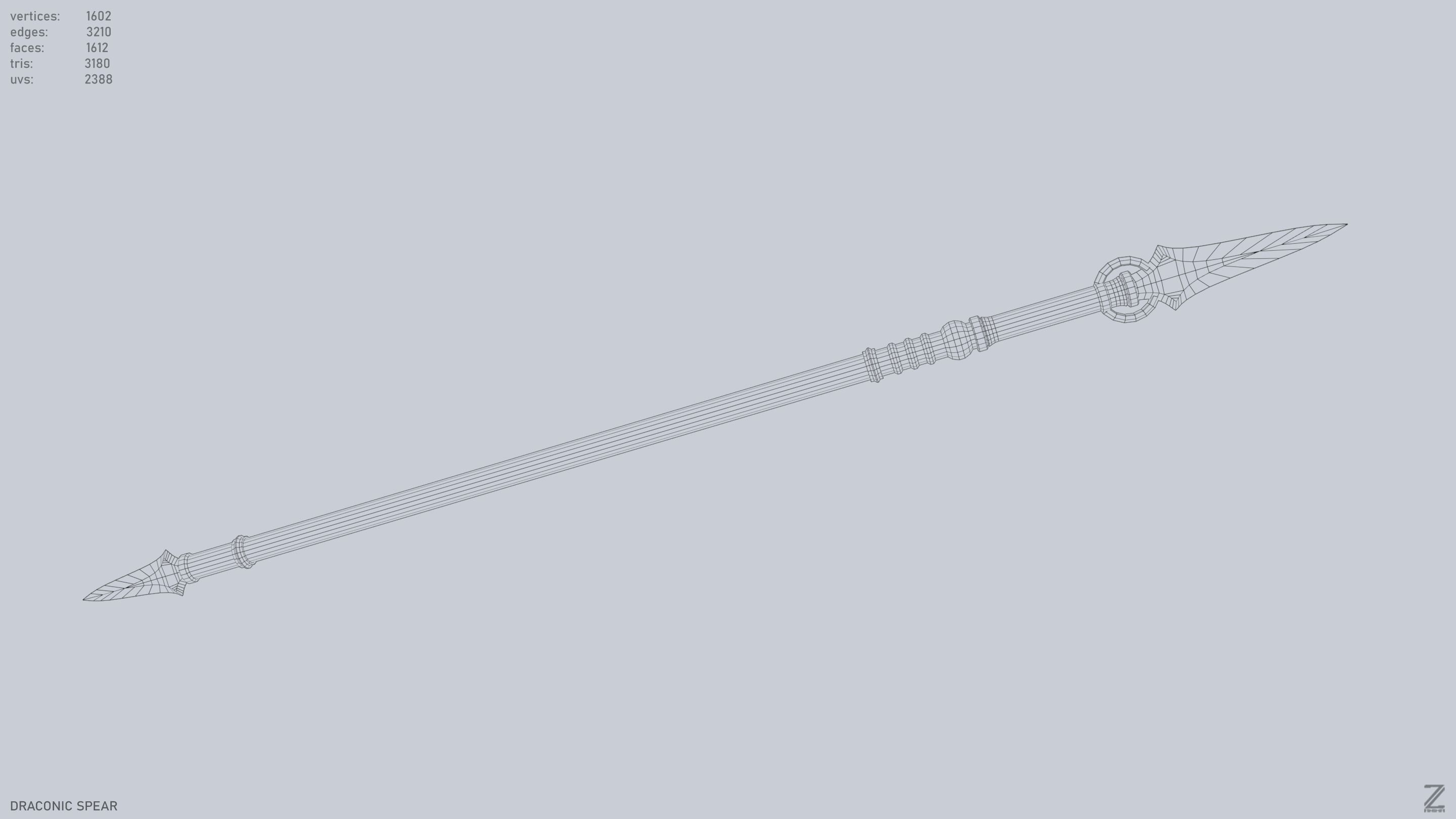 Draconic spear Low-poly 3D model_13