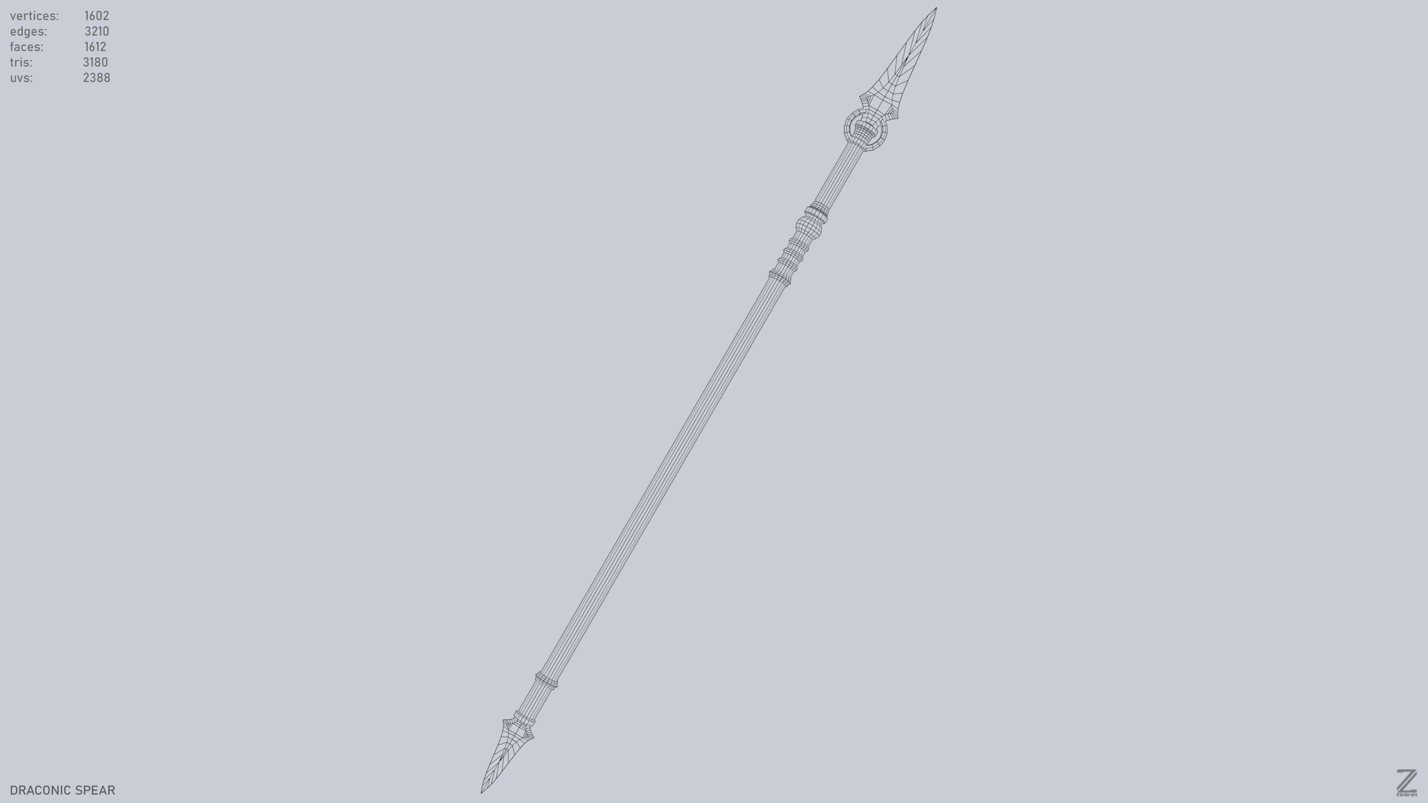 Draconic spear Low-poly 3D model_16