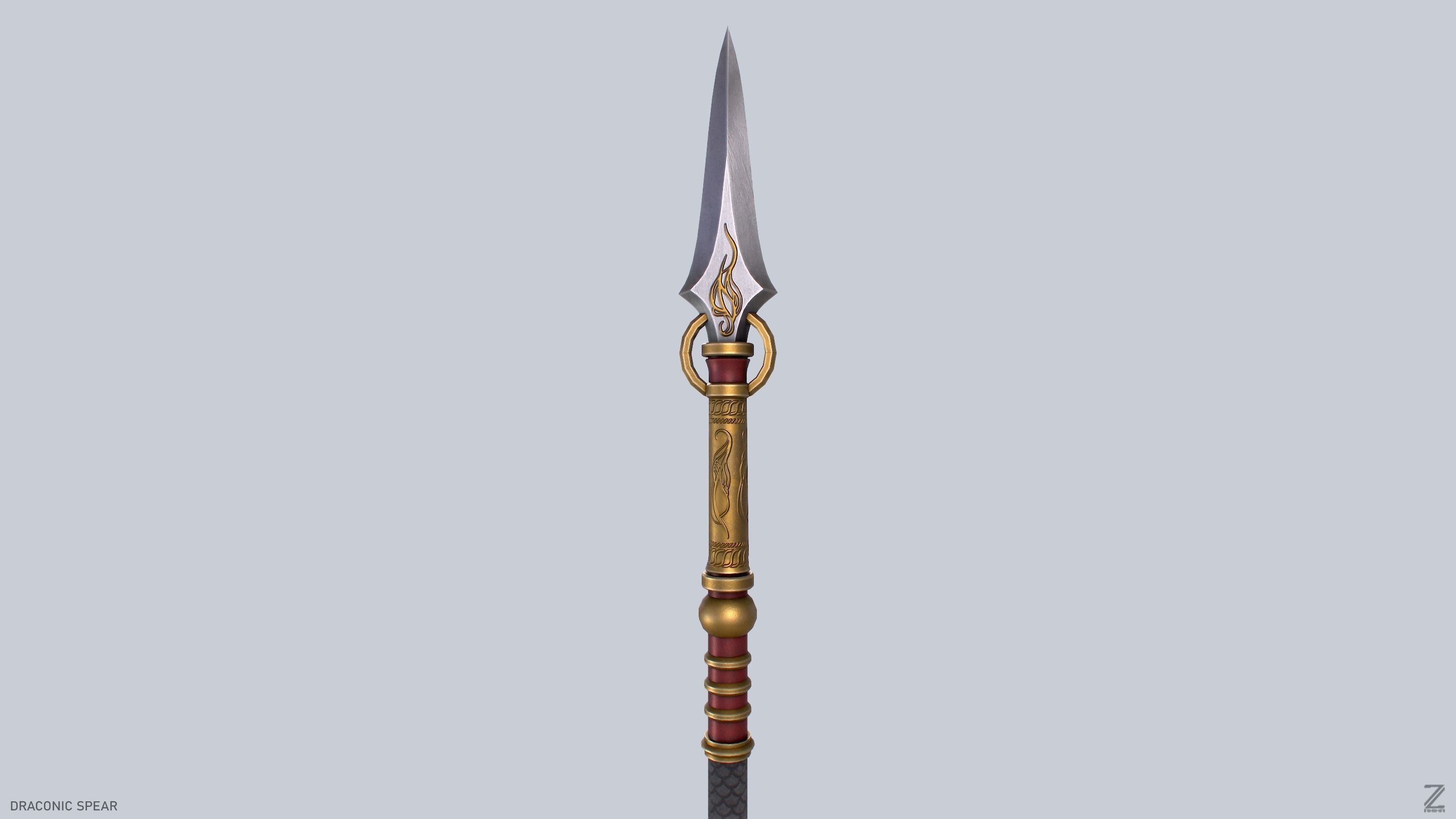 Draconic spear Low-poly 3D model_7