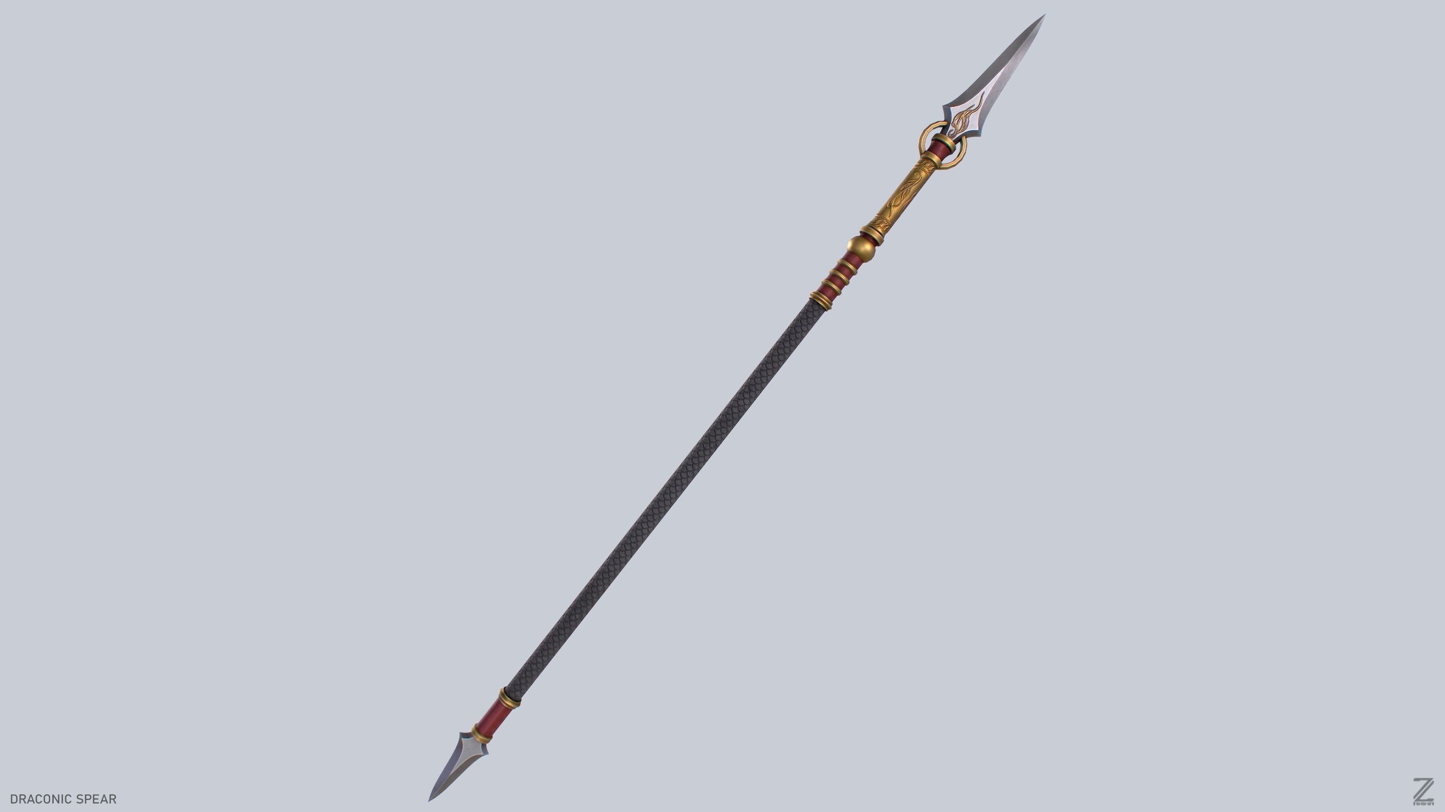 Draconic spear Low-poly 3D model_10