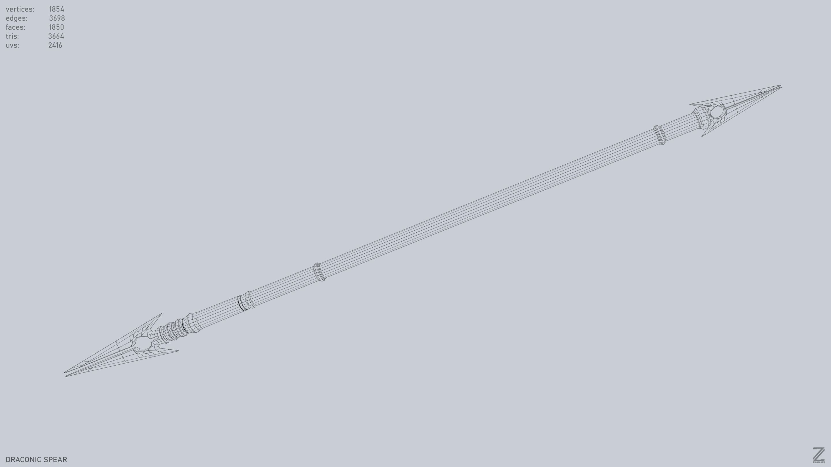 Draconic spear Low-poly 3D model_4