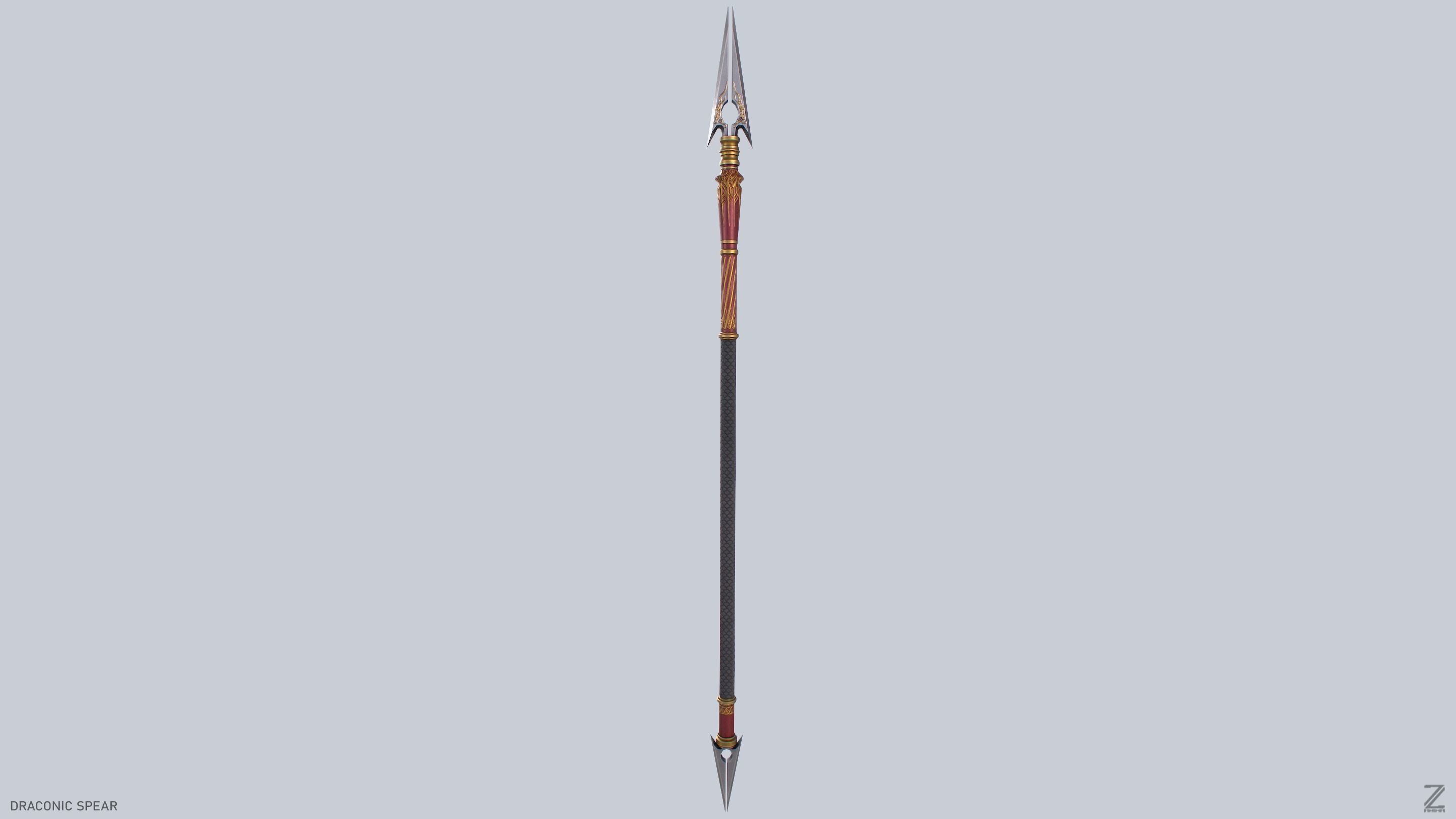 Draconic spear Low-poly 3D model_5