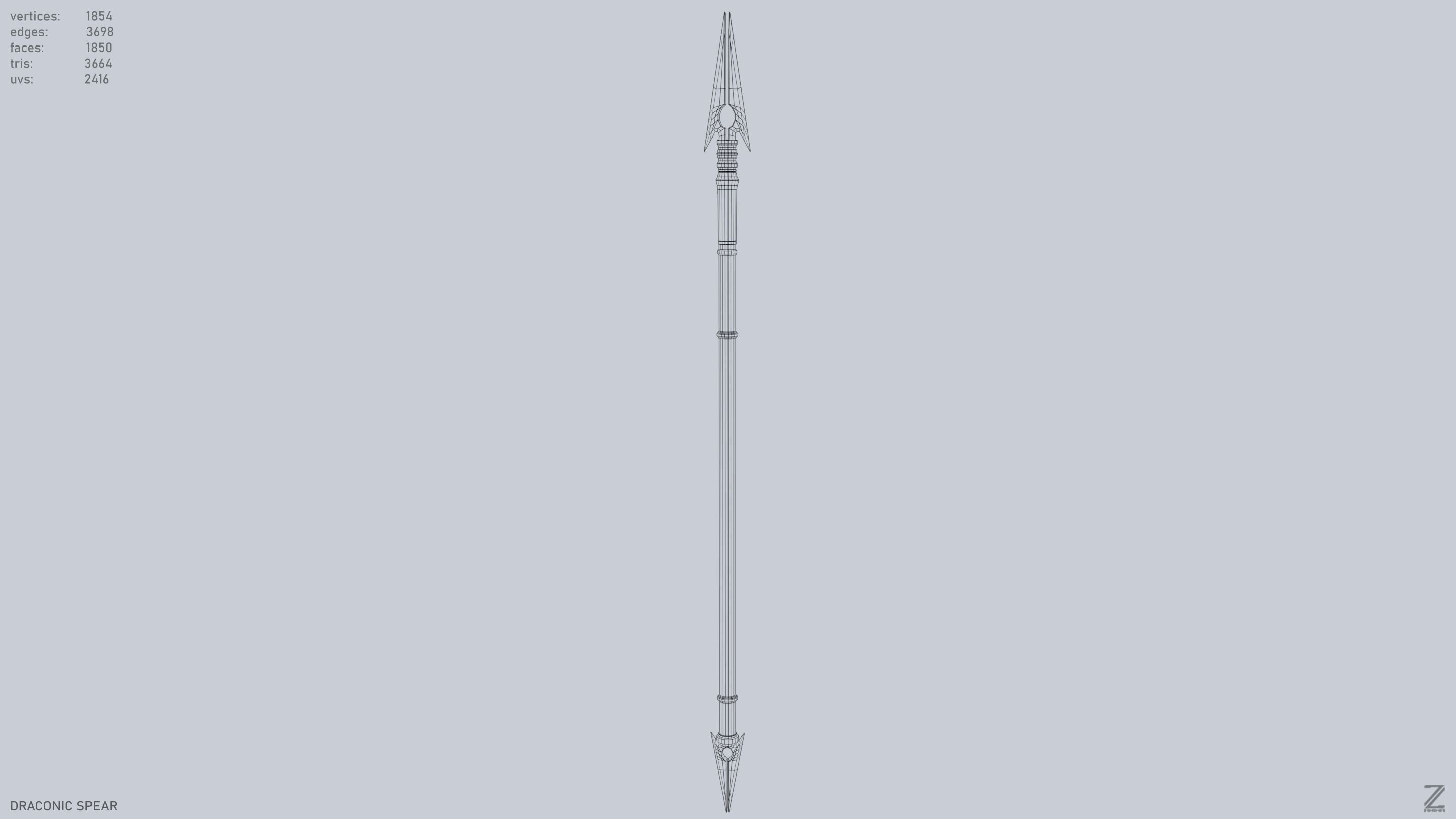 Draconic spear Low-poly 3D model_11
