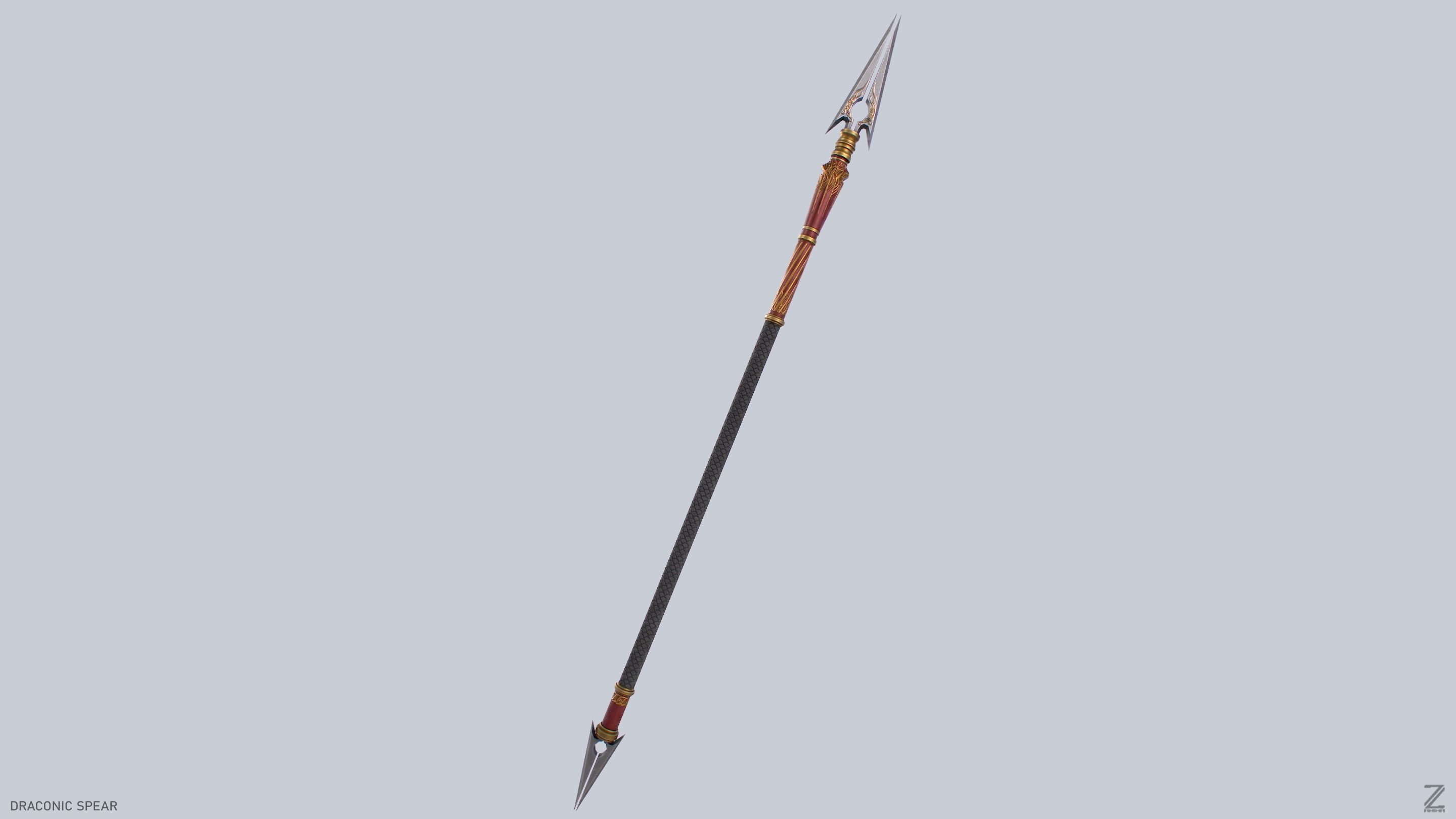 Draconic spear Low-poly 3D model_7