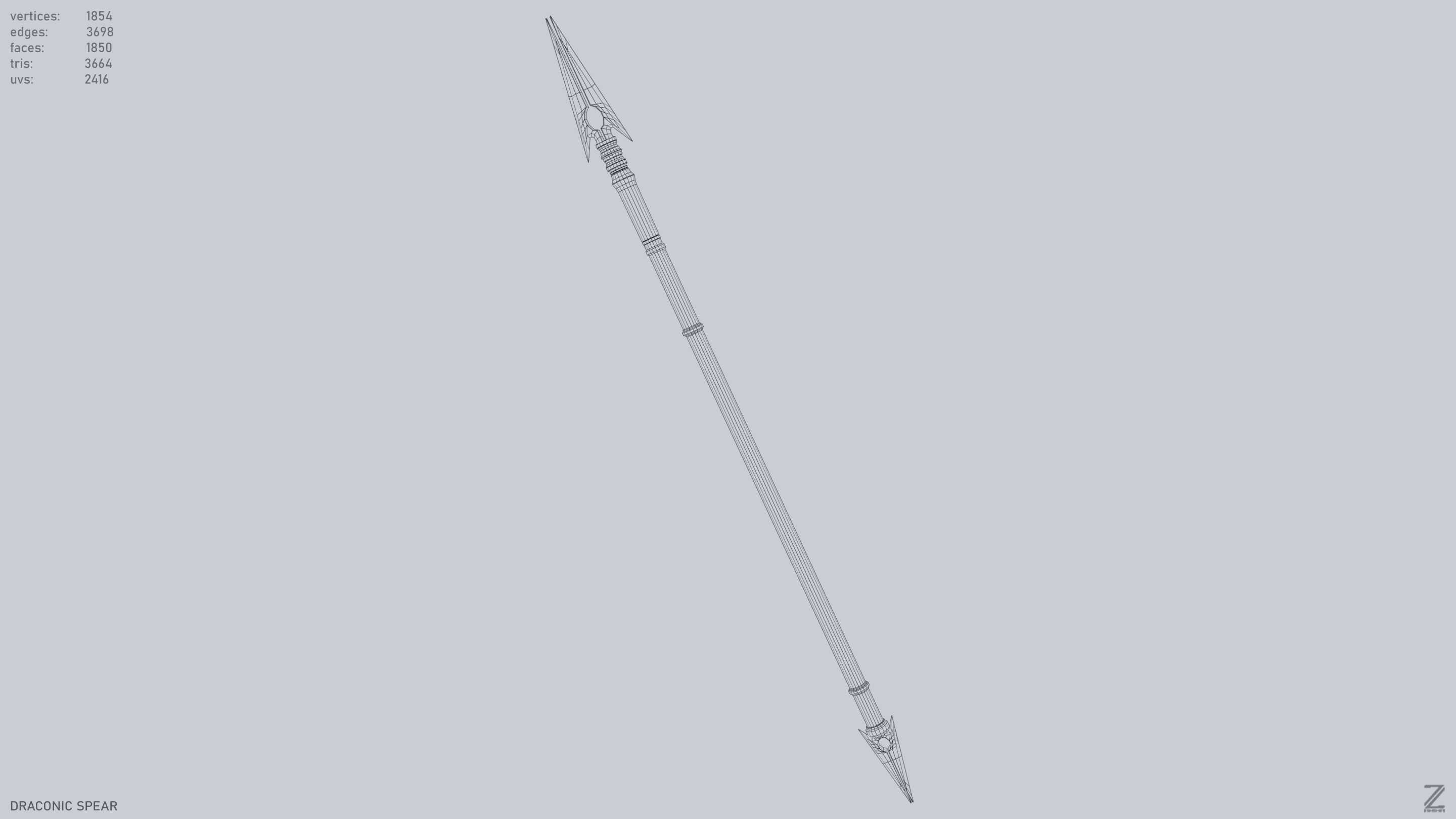 Draconic spear Low-poly 3D model_15