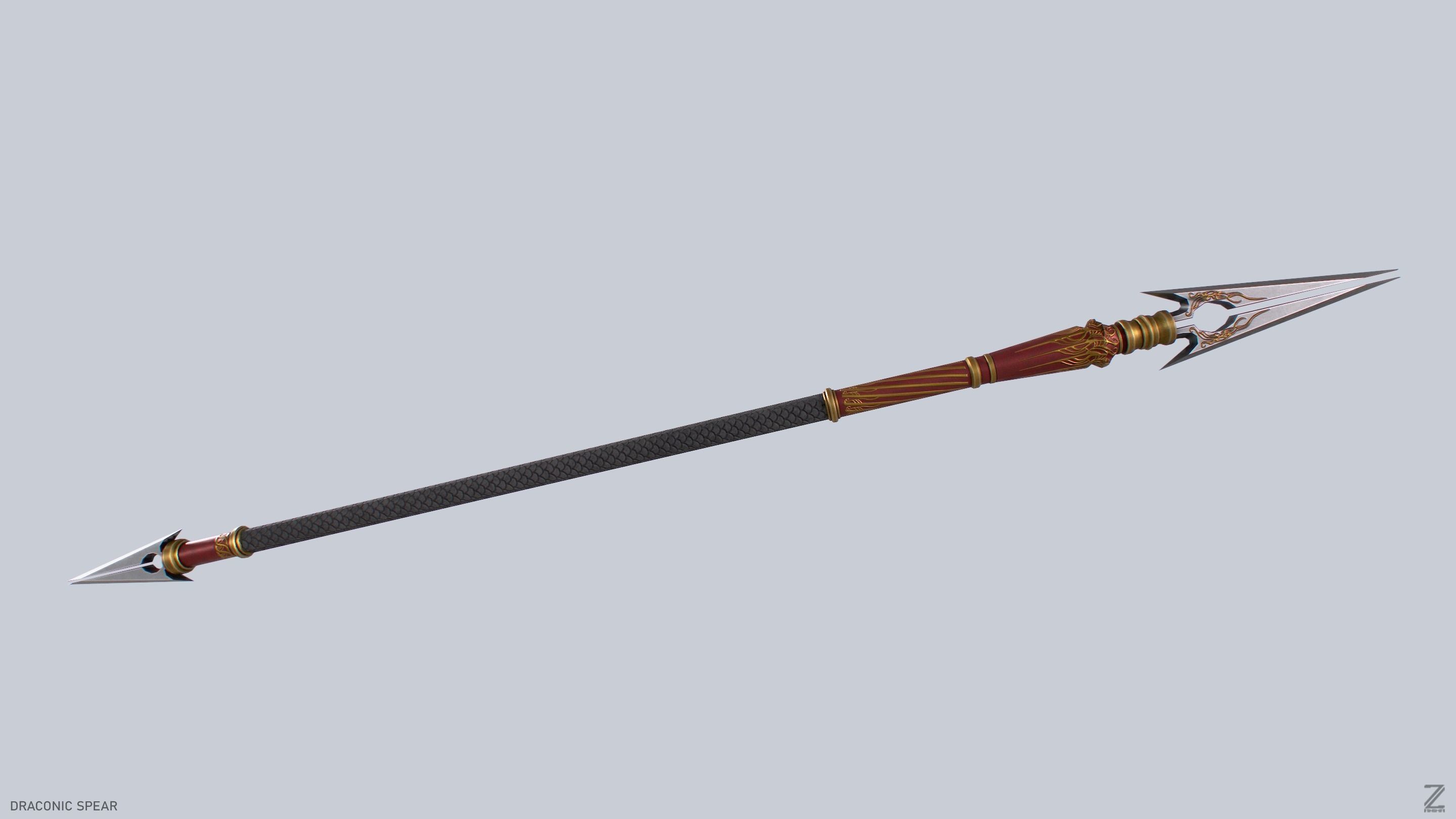 Draconic spear Low-poly 3D model_2