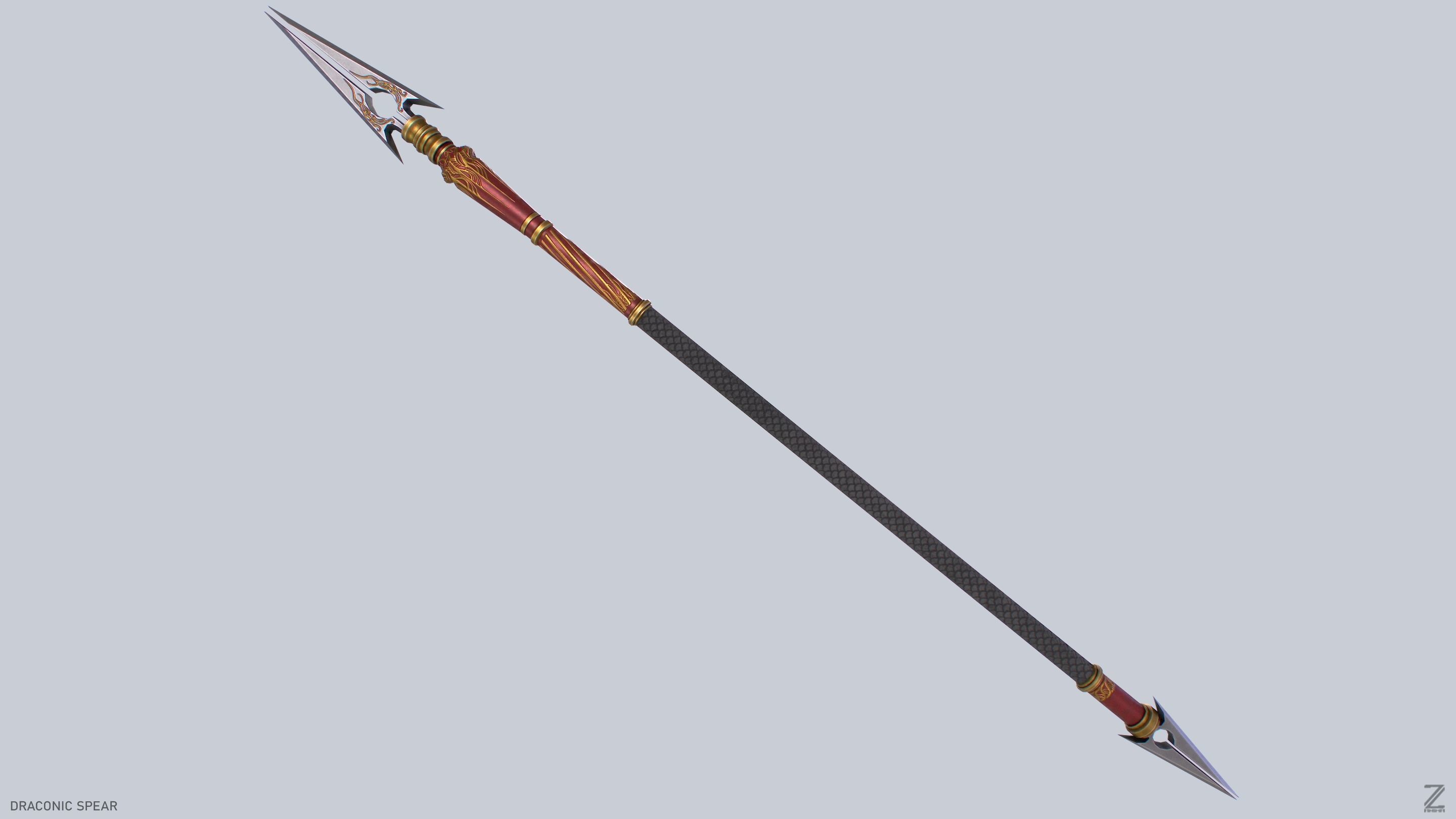 Draconic spear Low-poly 3D model_6