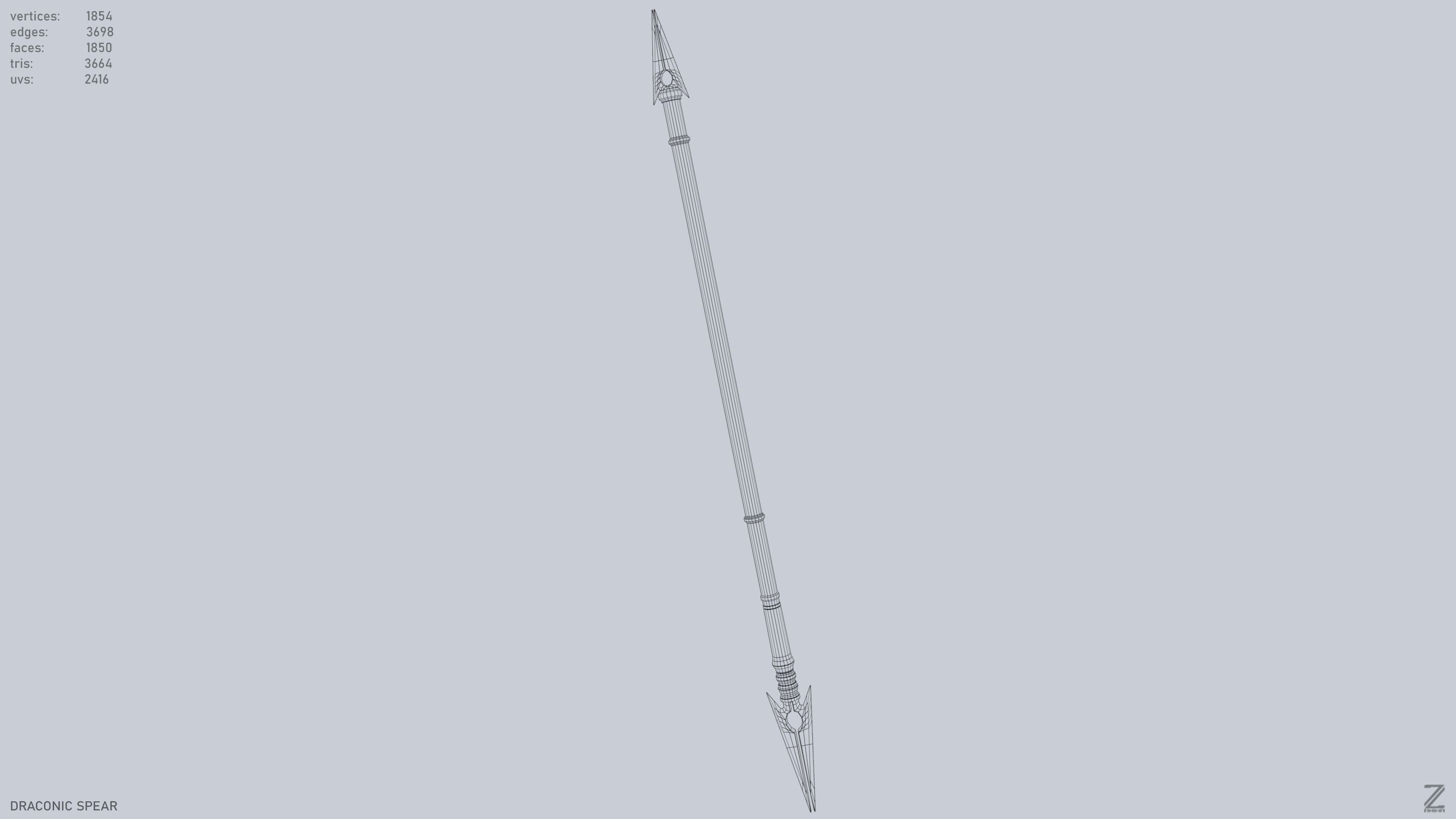Draconic spear Low-poly 3D model_13
