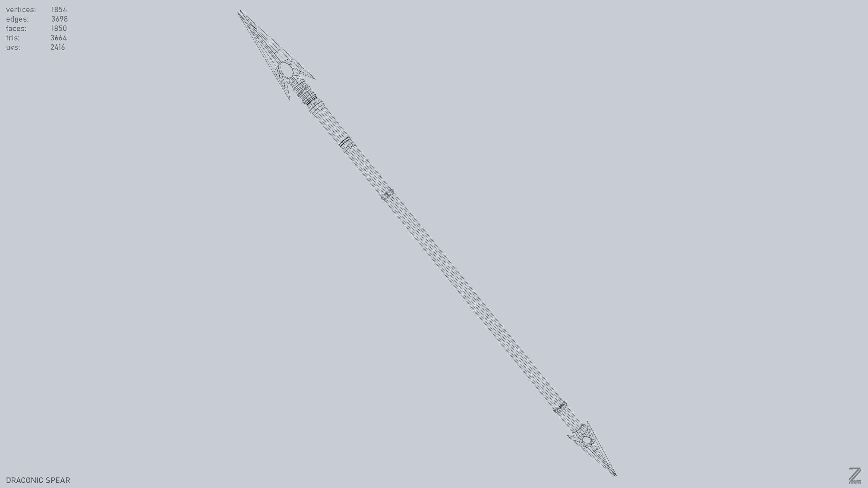 Draconic spear Low-poly 3D model_12