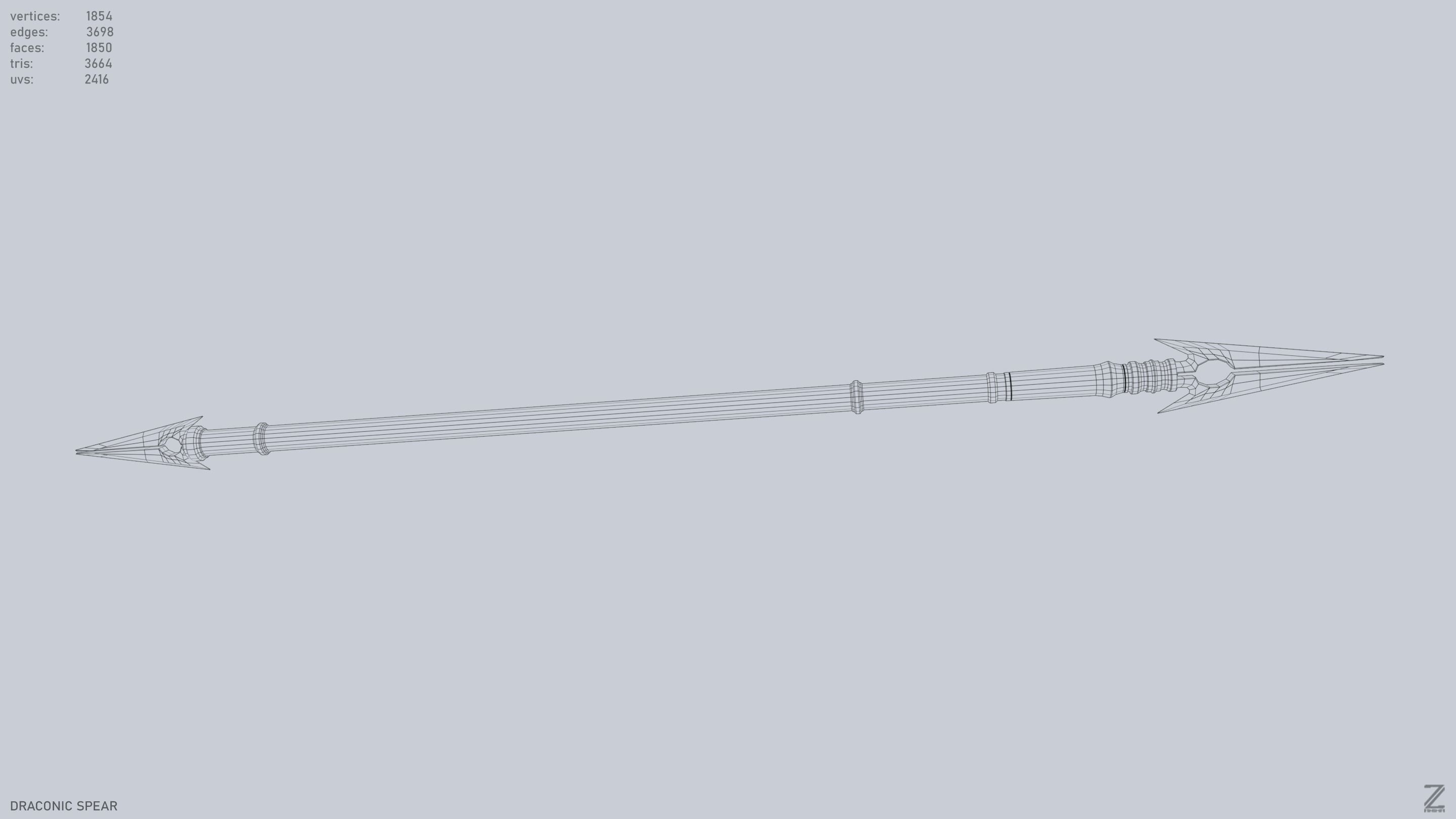 Draconic spear Low-poly 3D model_14