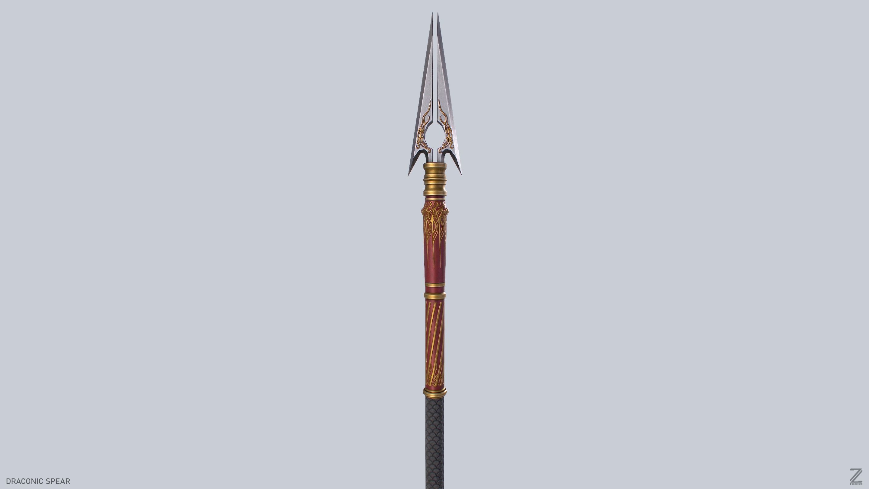 Draconic spear Low-poly 3D model_8