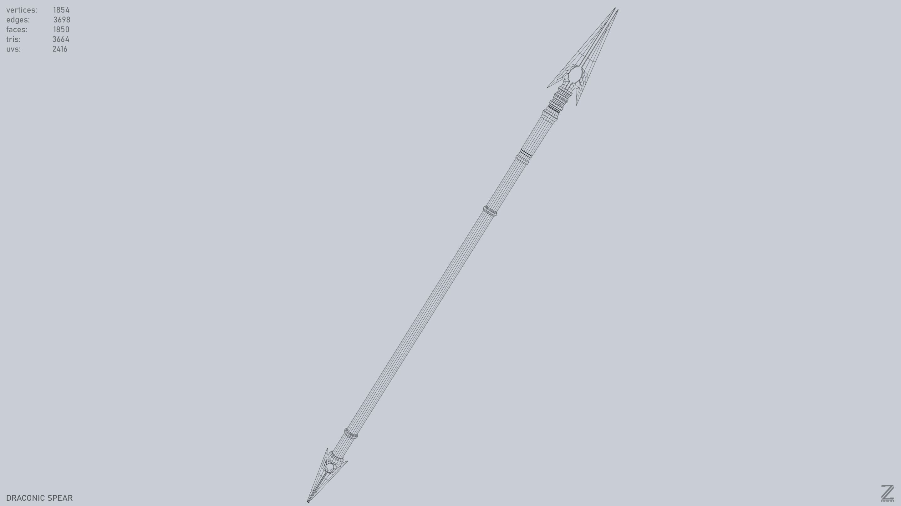 Draconic spear Low-poly 3D model_16