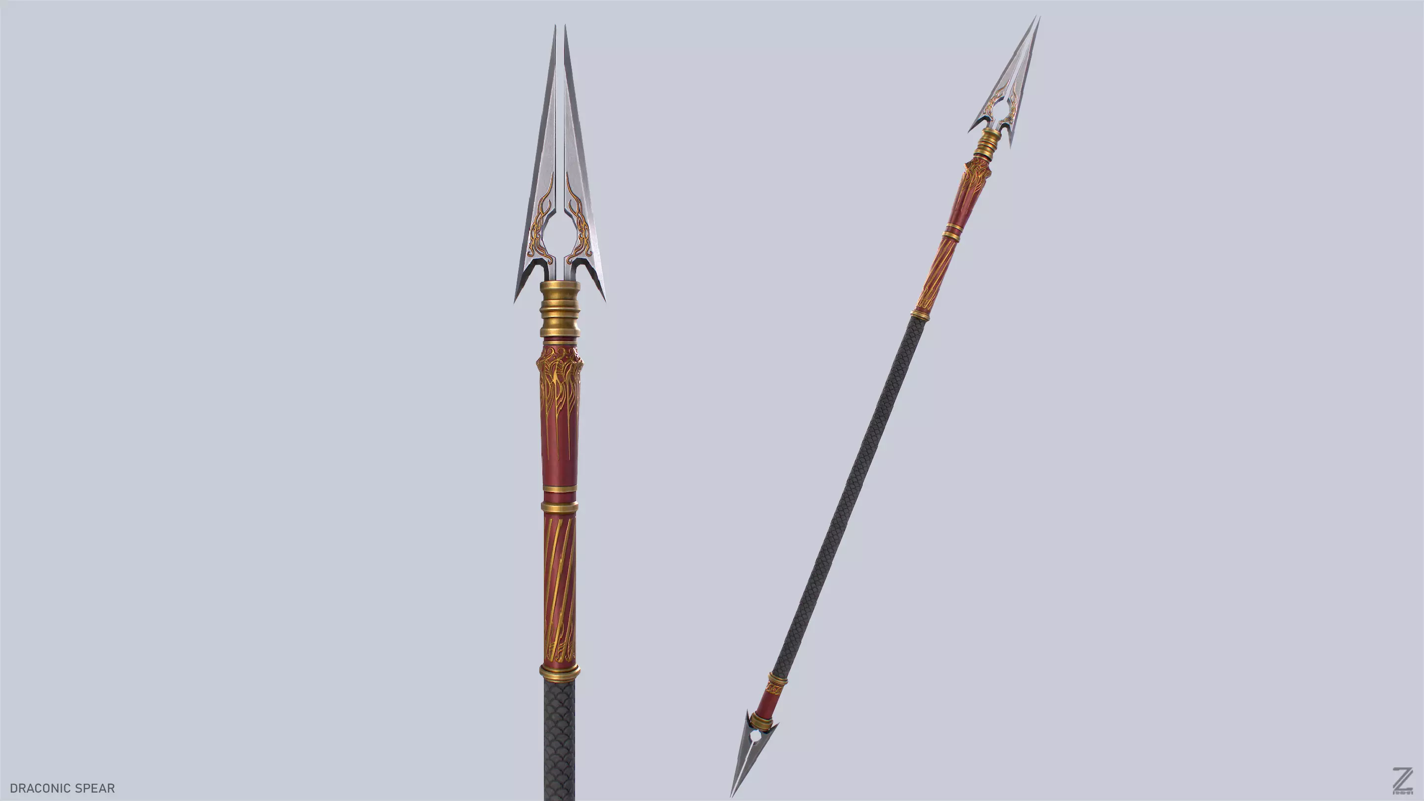 Draconic spear Low-poly 3D model_0