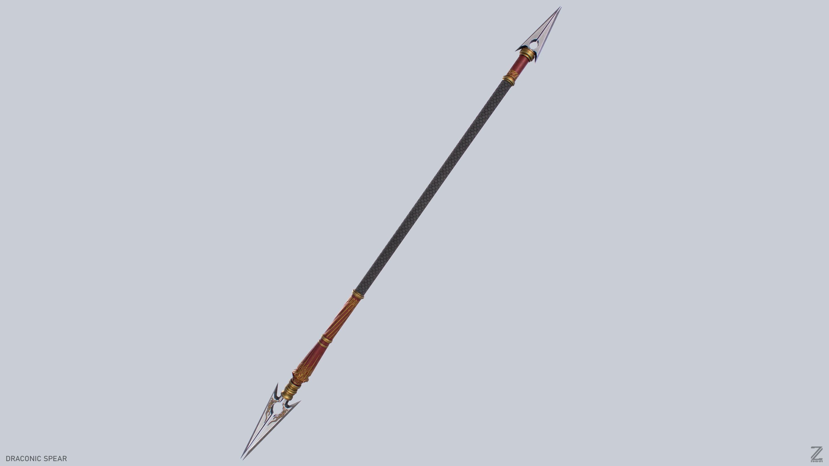 Draconic spear Low-poly 3D model_10