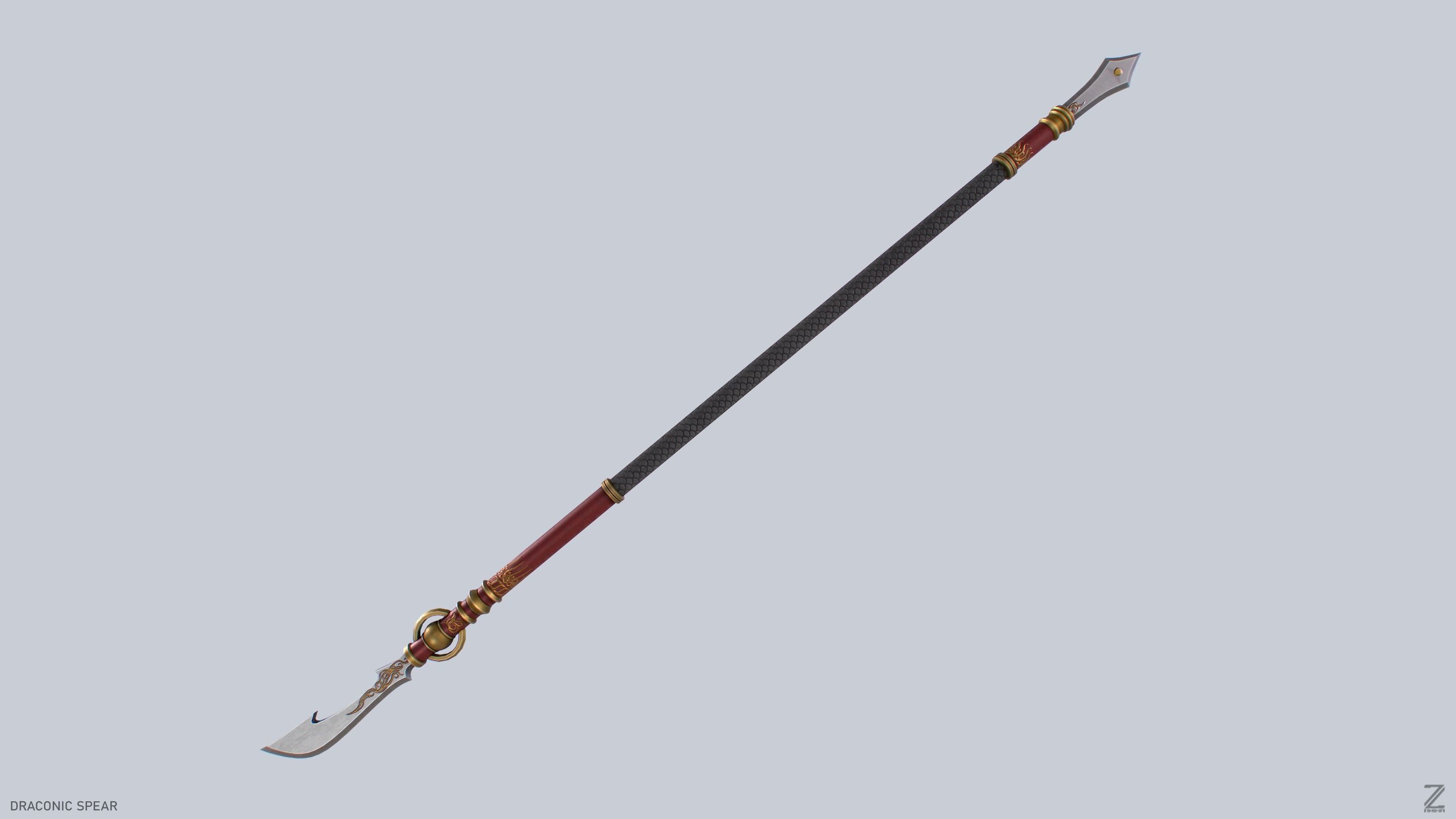 Draconic spear Low-poly 3D model_10