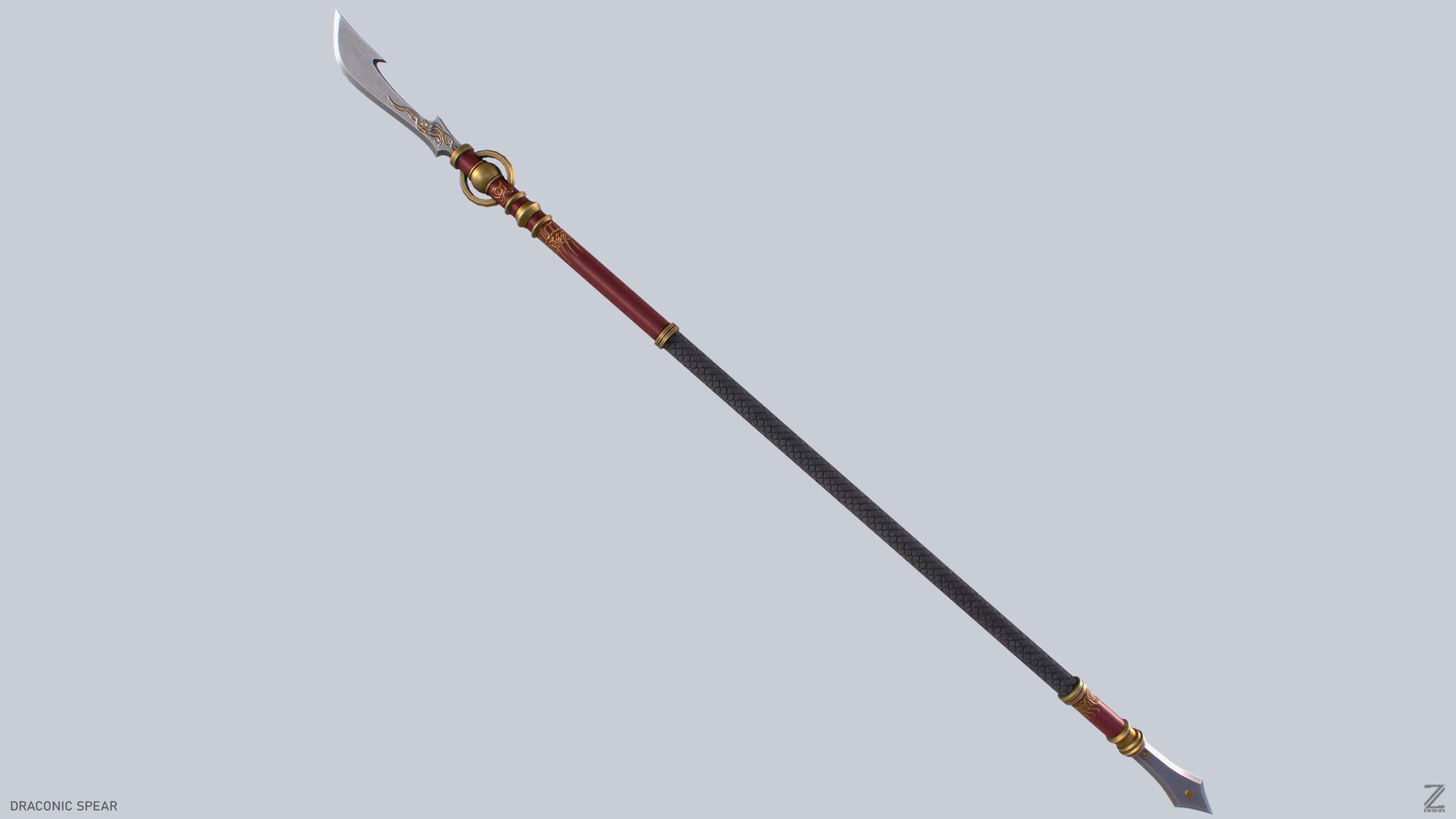 Draconic spear Low-poly 3D model_6