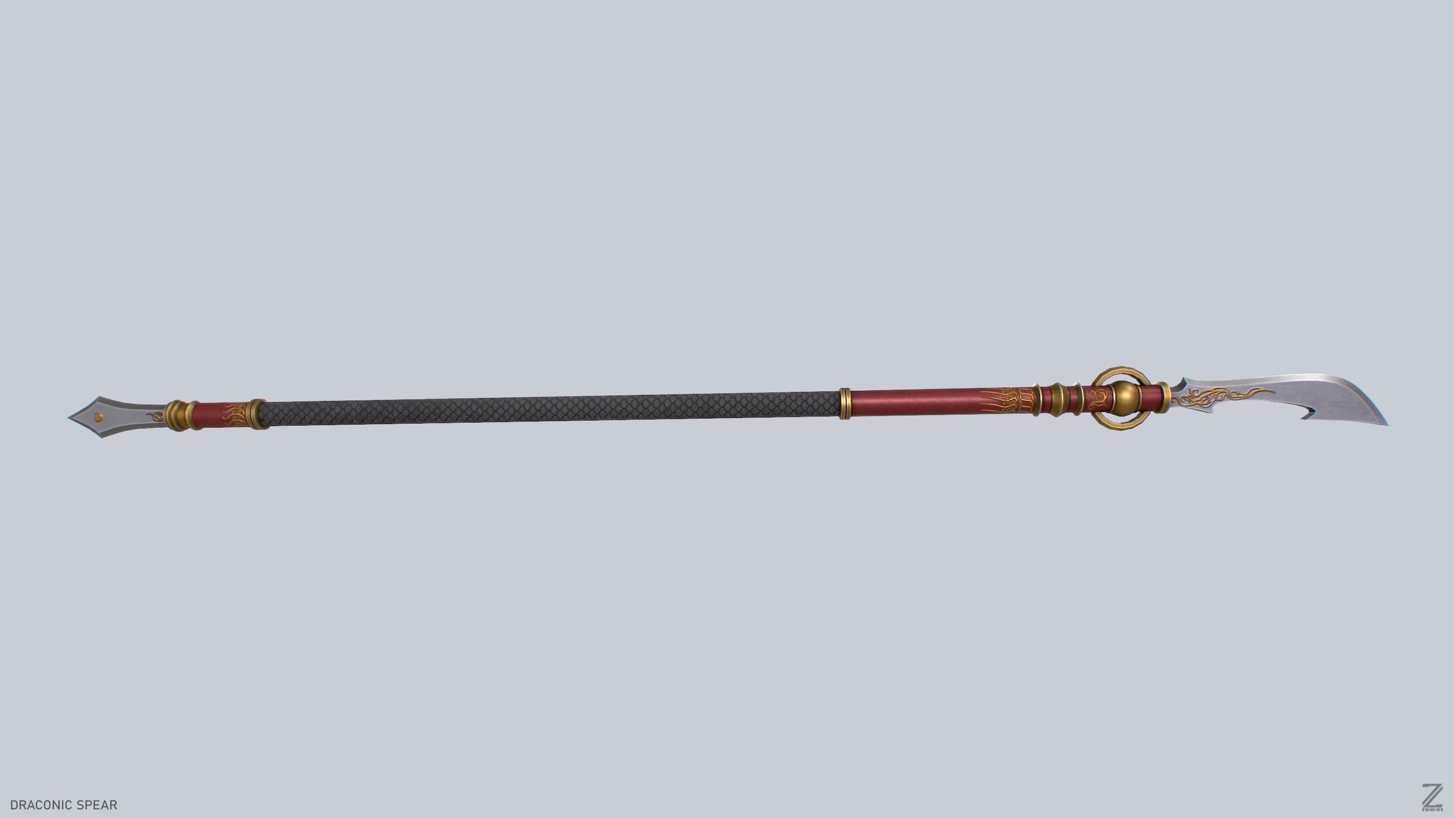 Draconic spear Low-poly 3D model_9