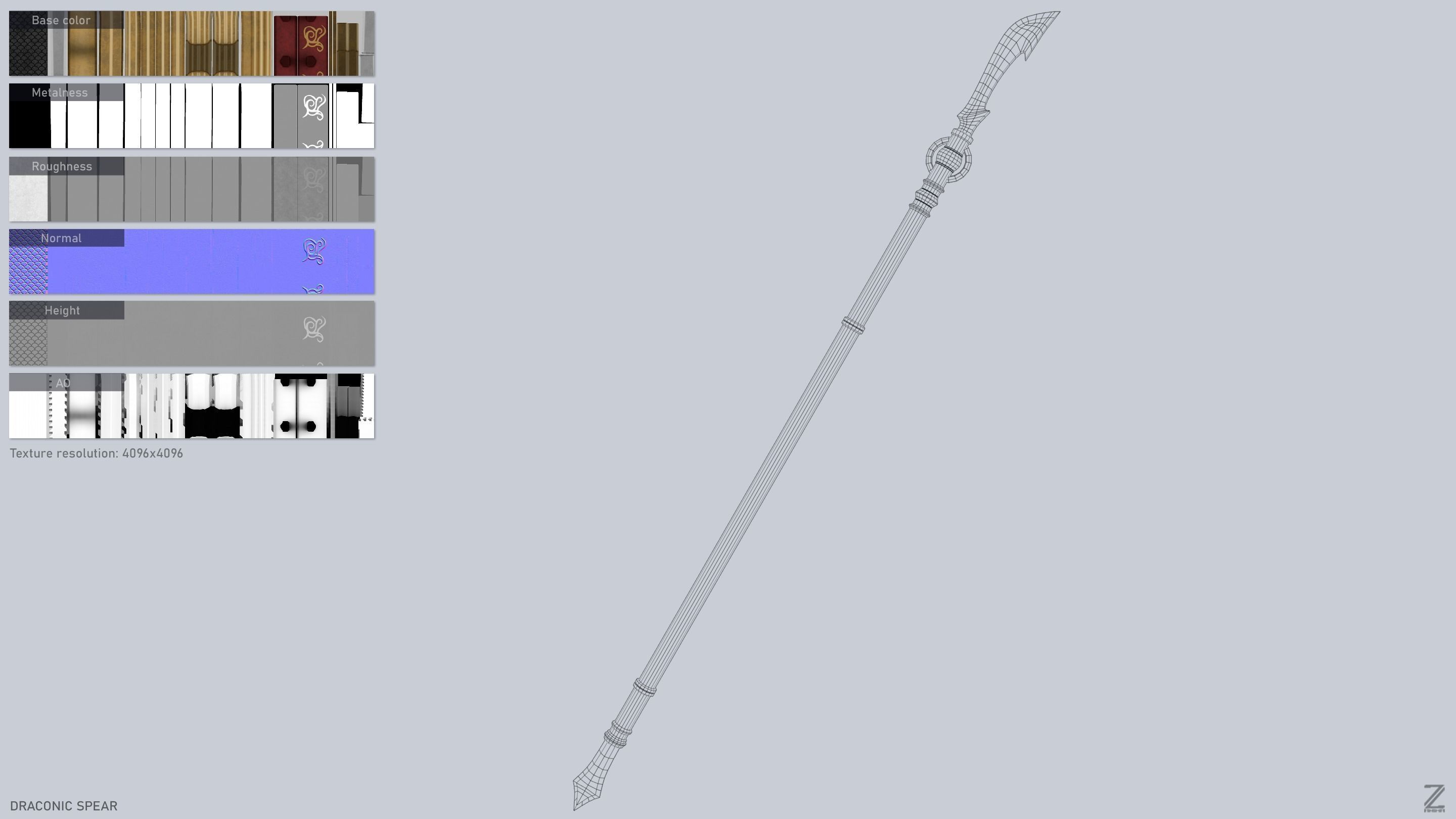 Draconic spear Low-poly 3D model_3