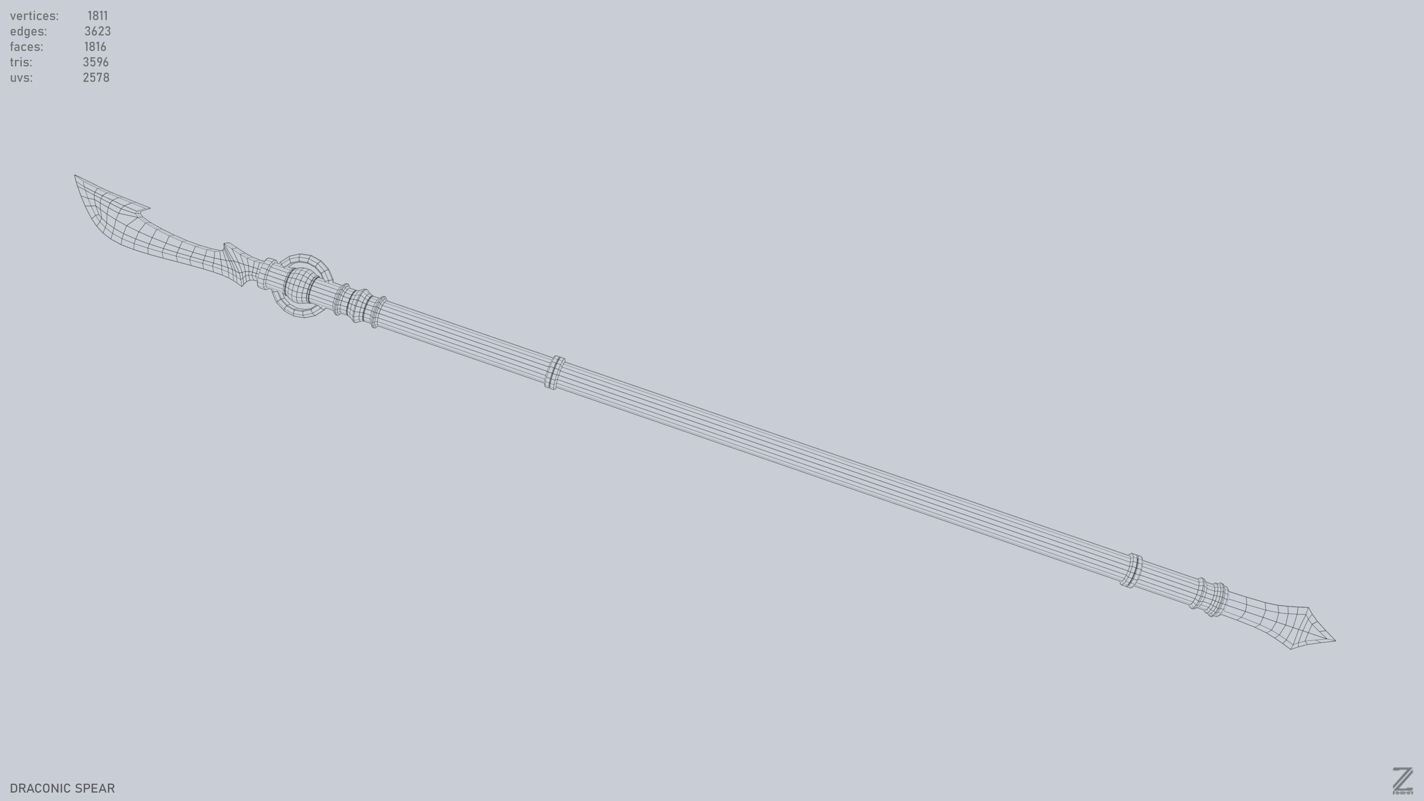 Draconic spear Low-poly 3D model_4