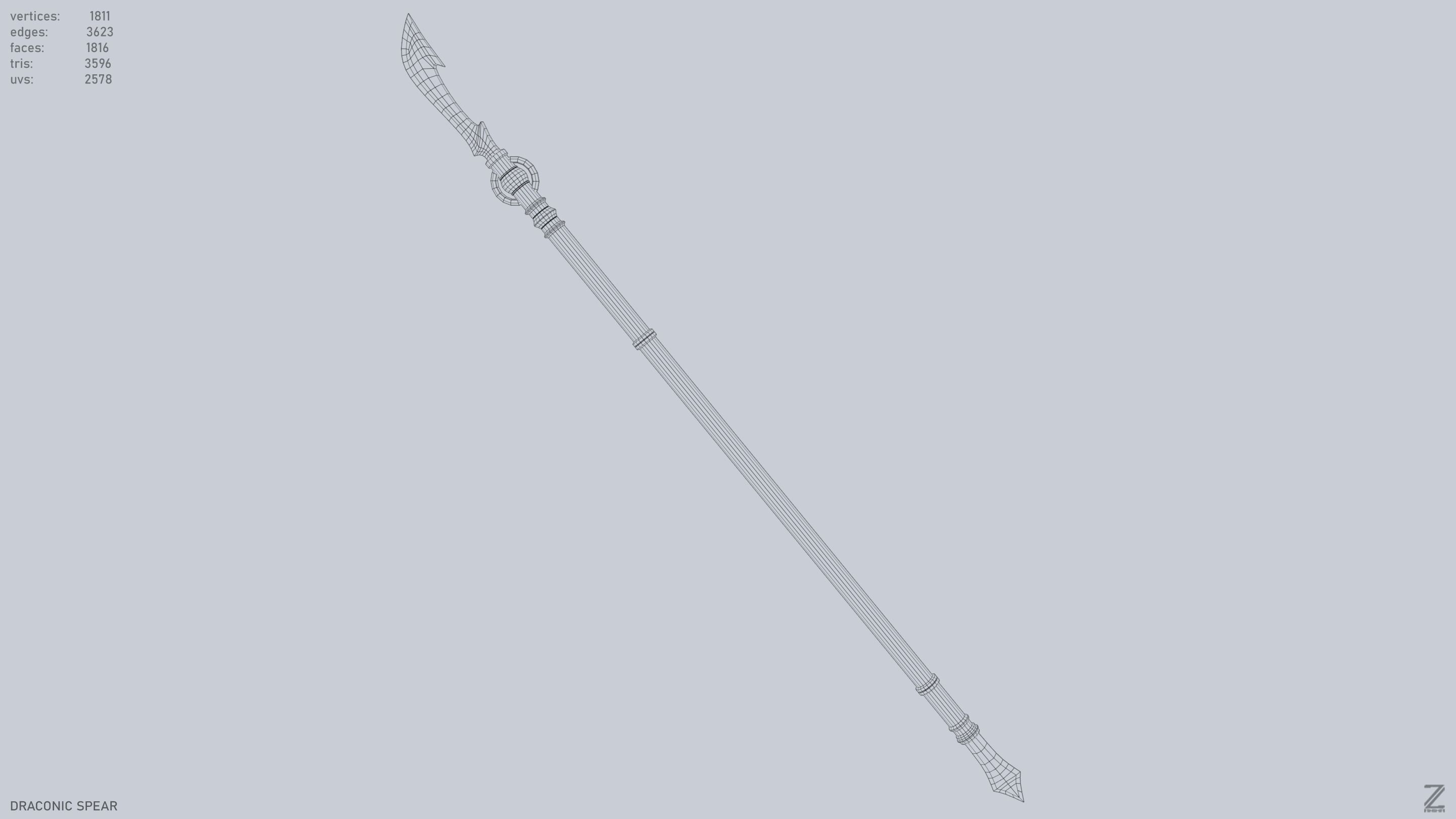 Draconic spear Low-poly 3D model_16