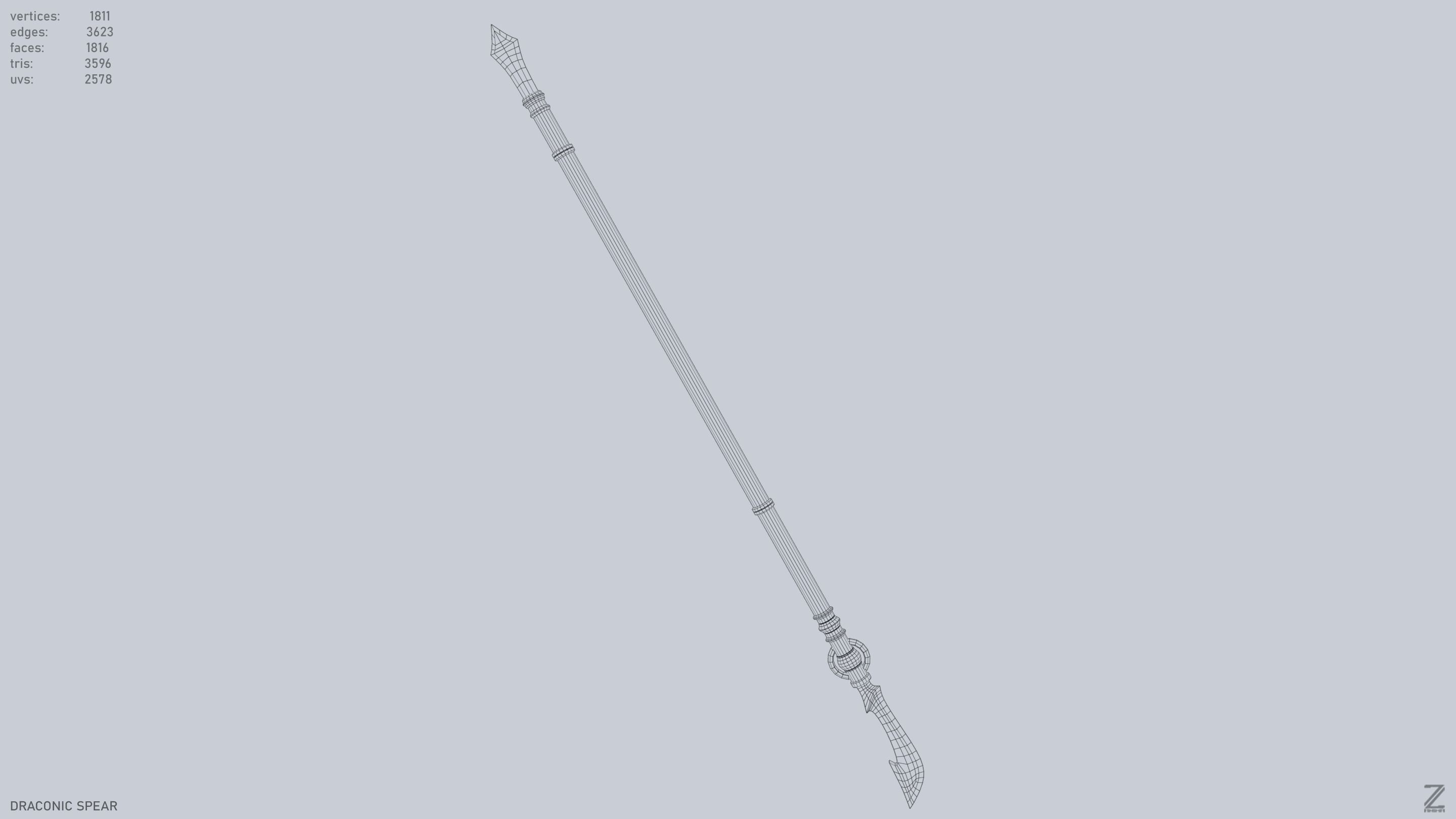 Draconic spear Low-poly 3D model_15