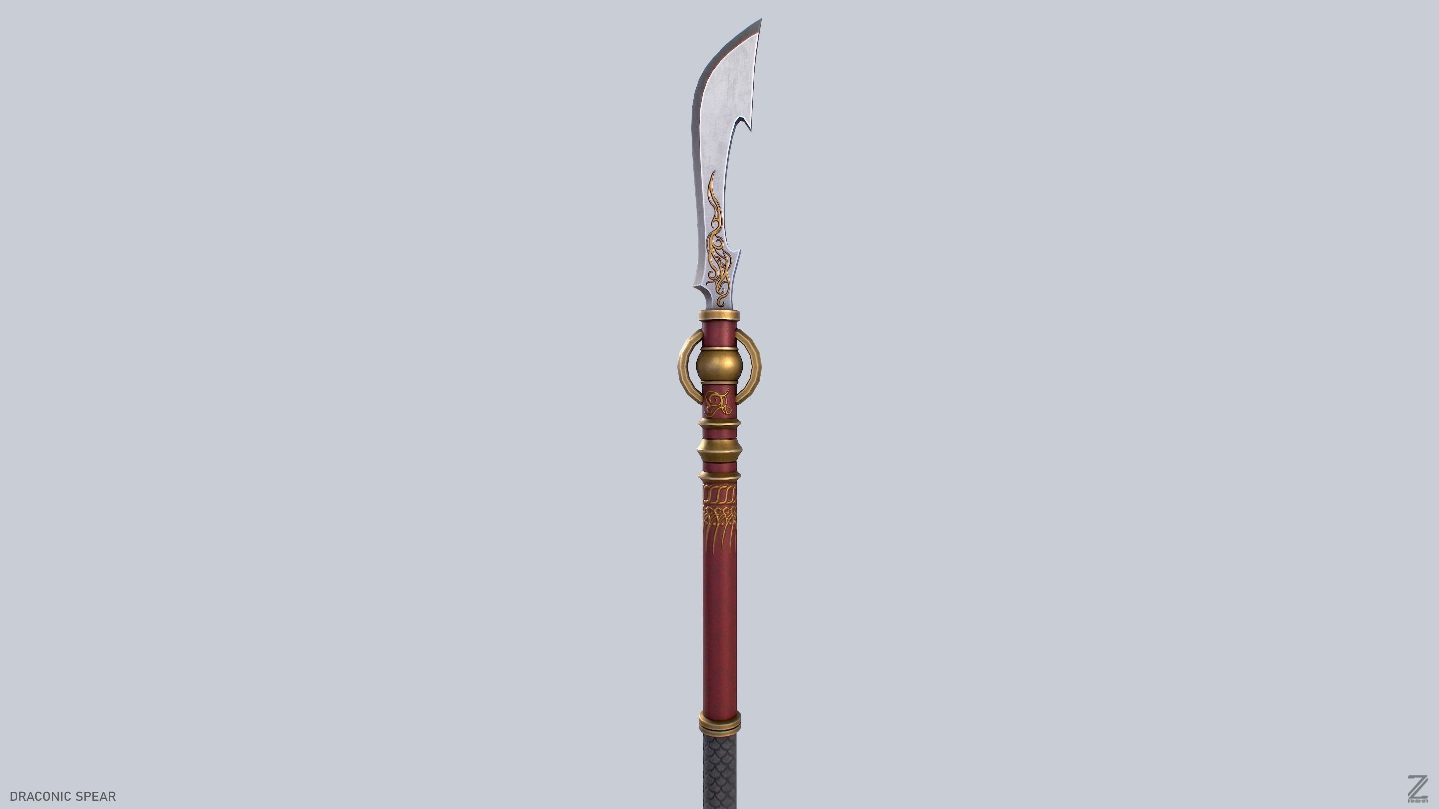 Draconic spear Low-poly 3D model_8