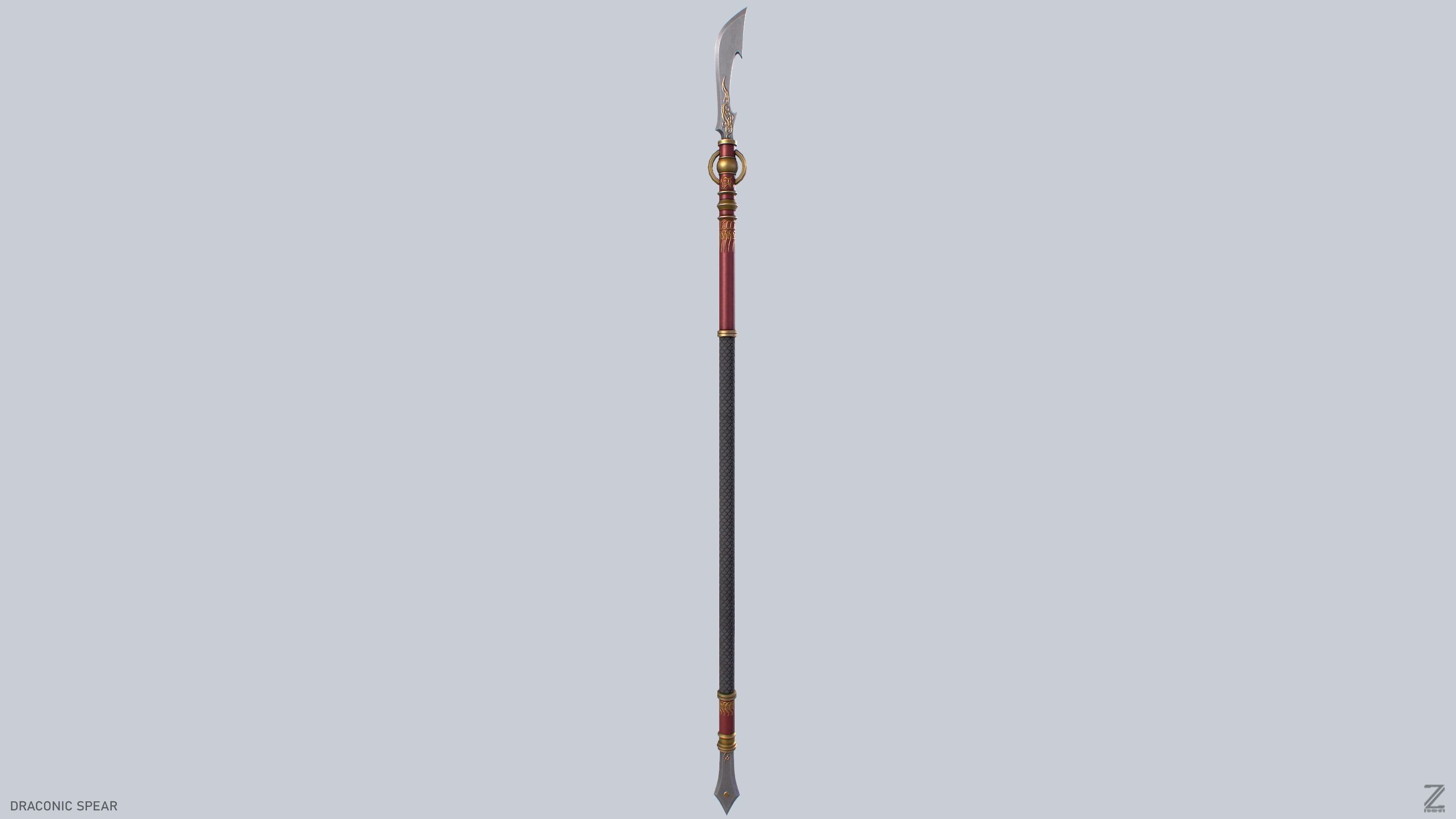 Draconic spear Low-poly 3D model_5