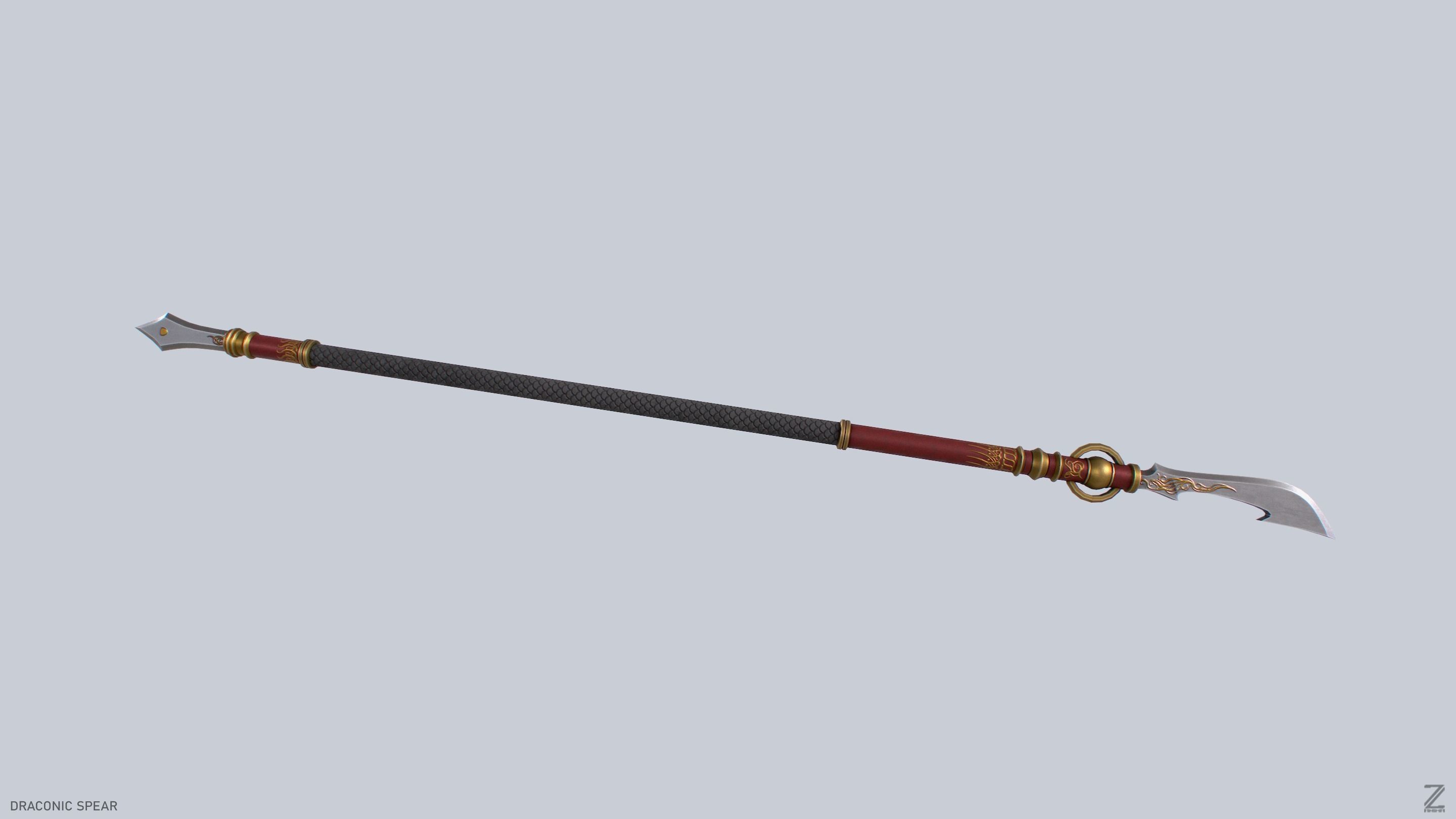 Draconic spear Low-poly 3D model_2