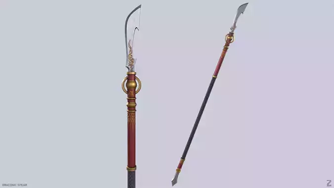 Draconic spear Low-poly 3D model