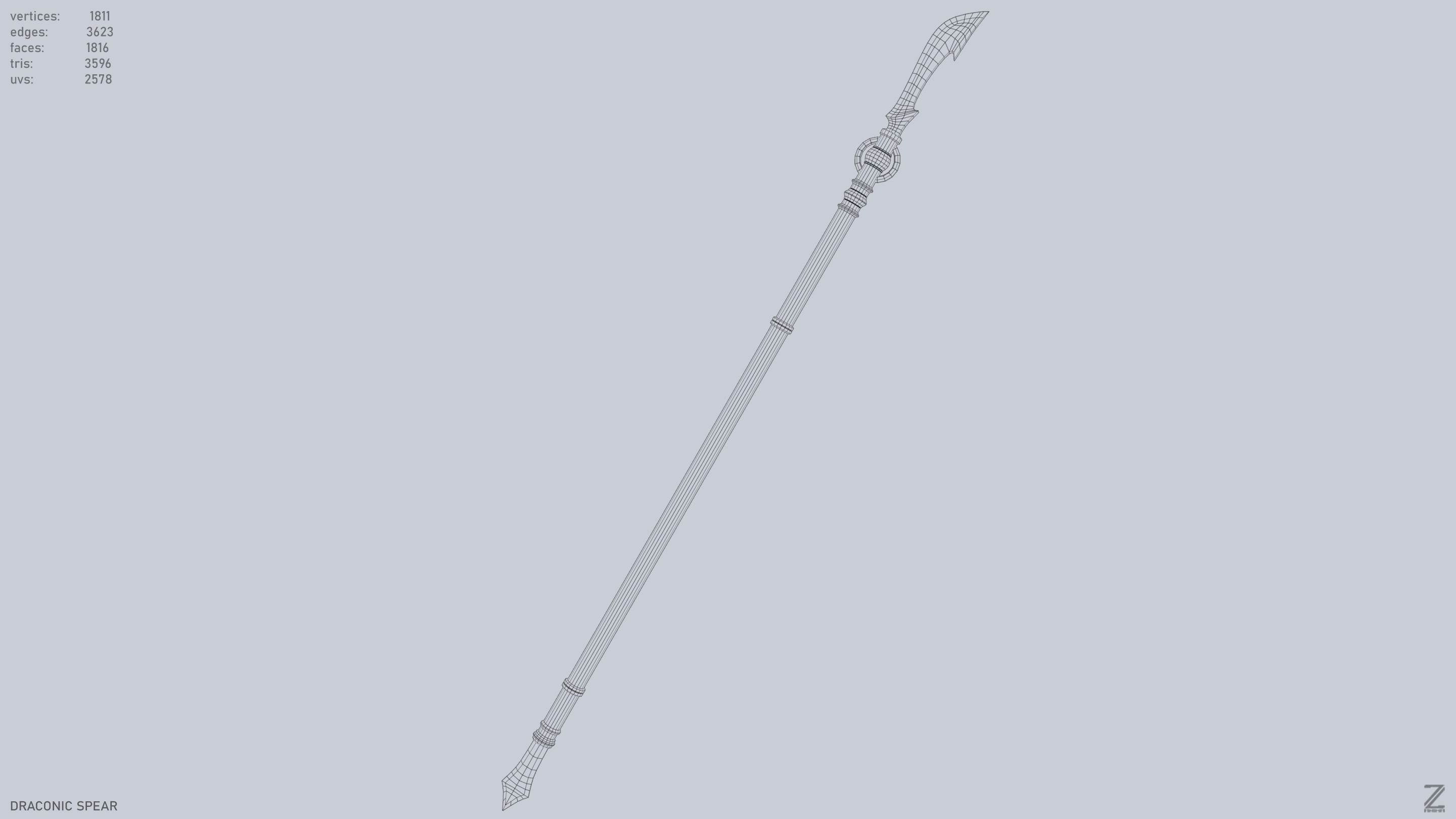 Draconic spear Low-poly 3D model_17