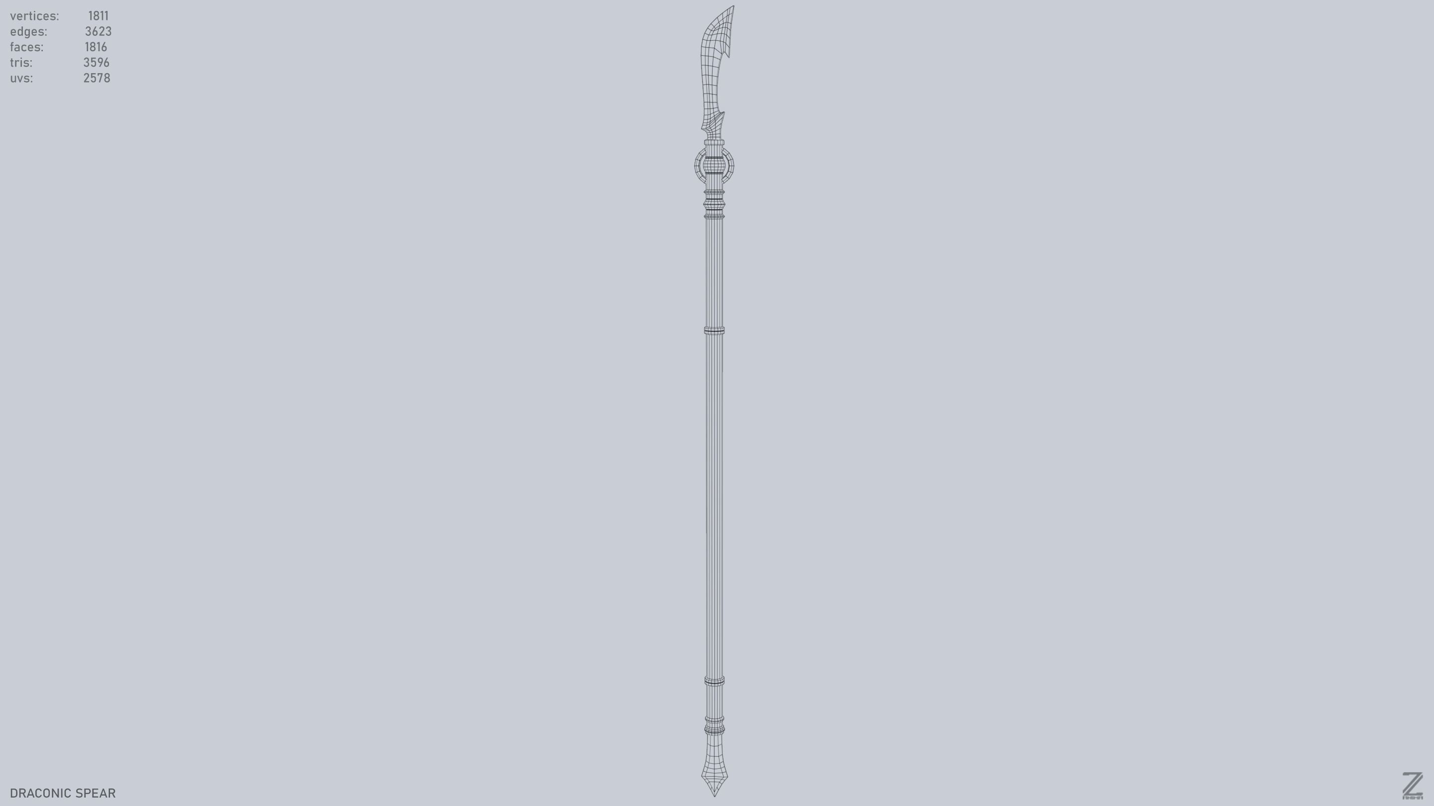 Draconic spear Low-poly 3D model_12