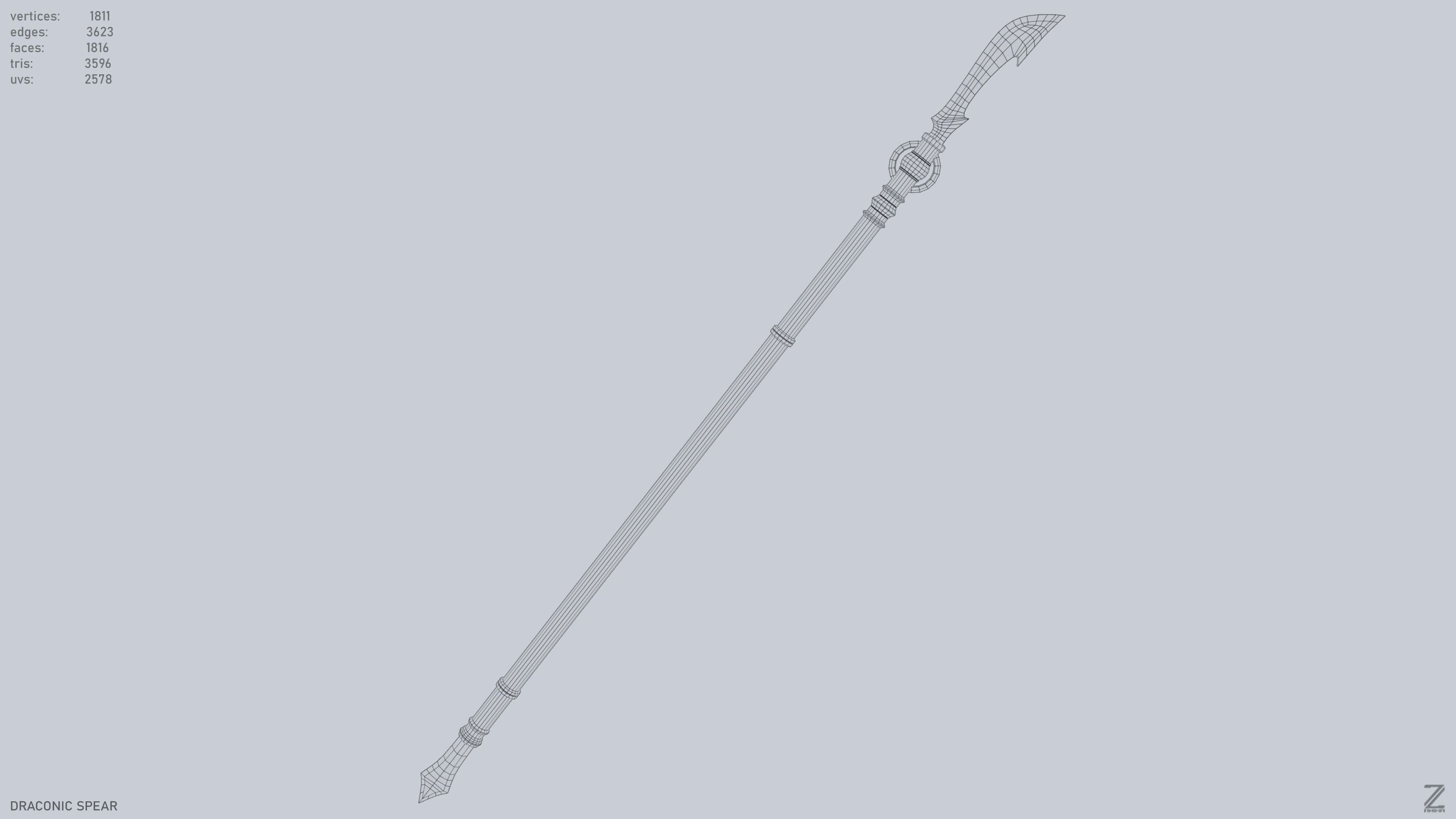 Draconic spear Low-poly 3D model_14