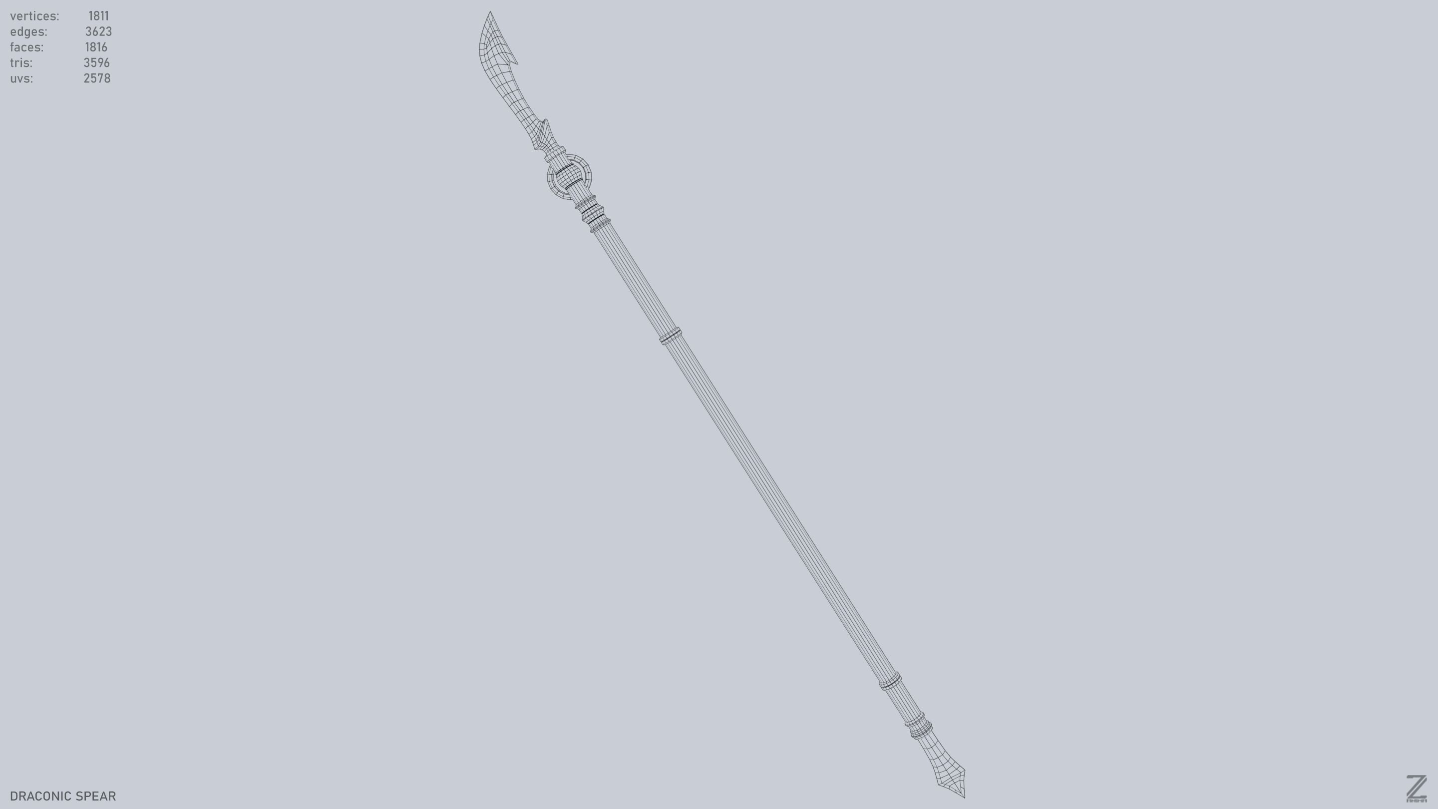 Draconic spear Low-poly 3D model_13