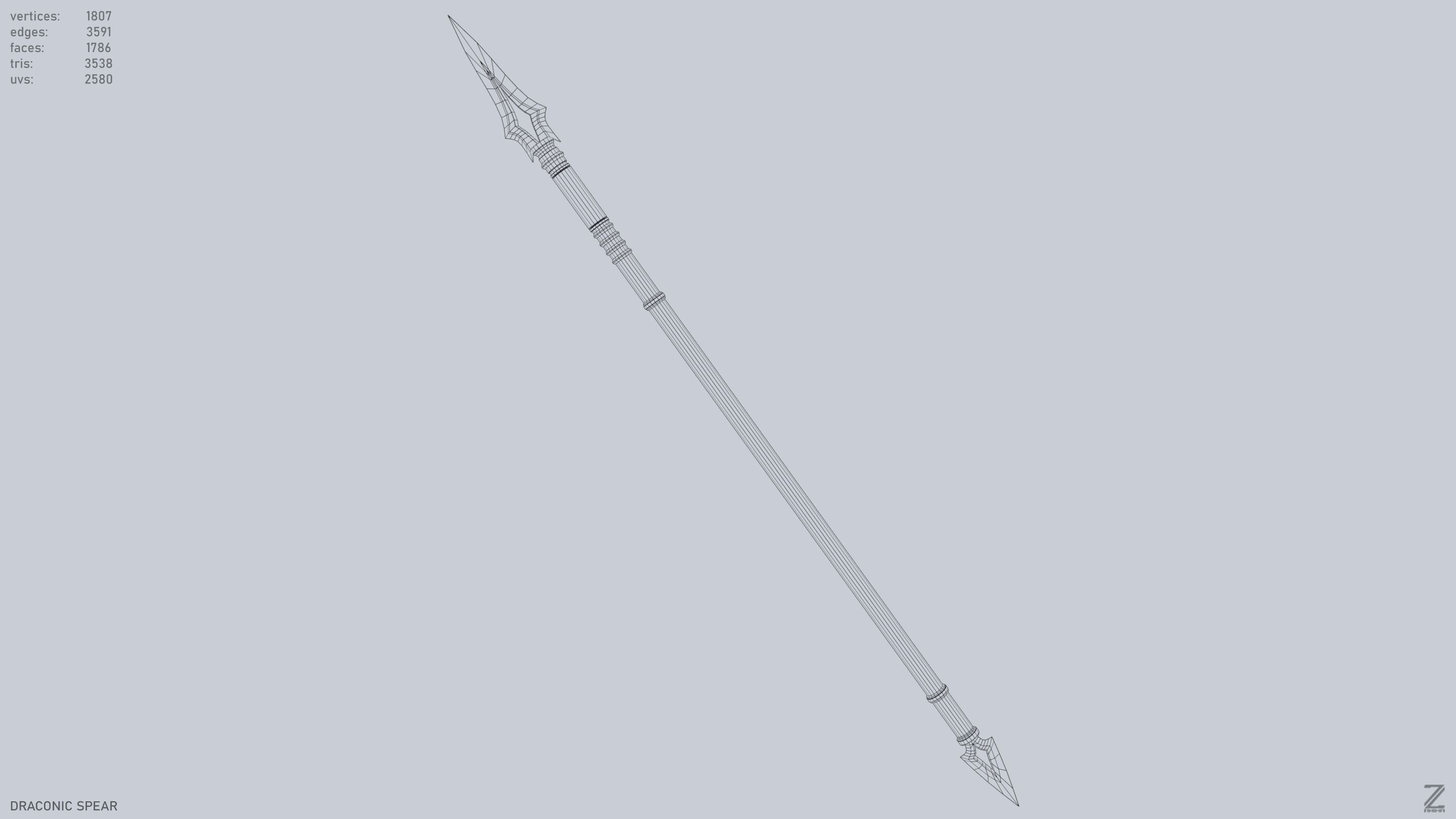 Draconic spear Low-poly 3D model_12