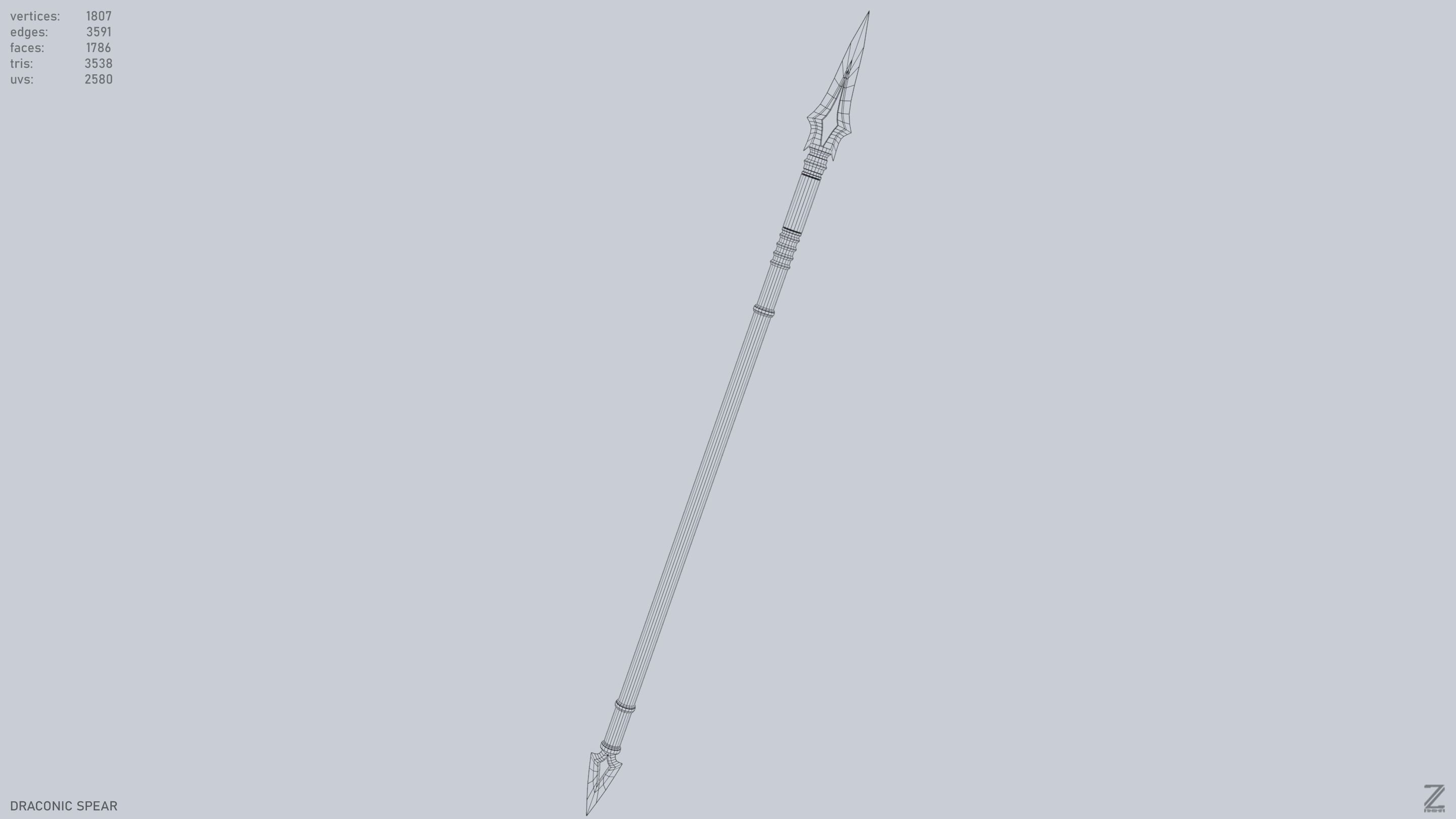 Draconic spear Low-poly 3D model_13