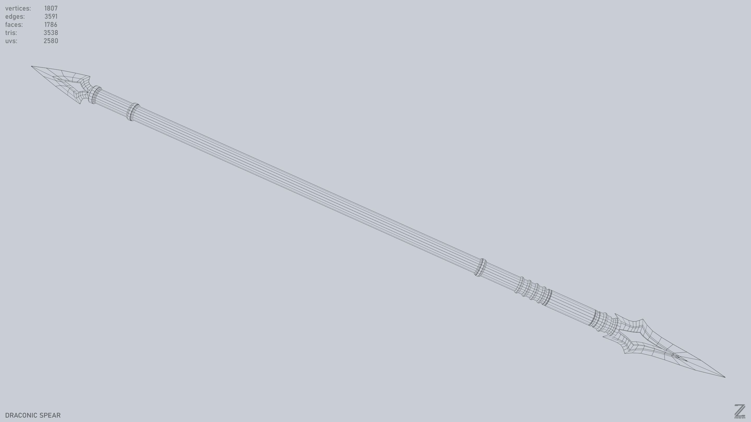 Draconic spear Low-poly 3D model_14
